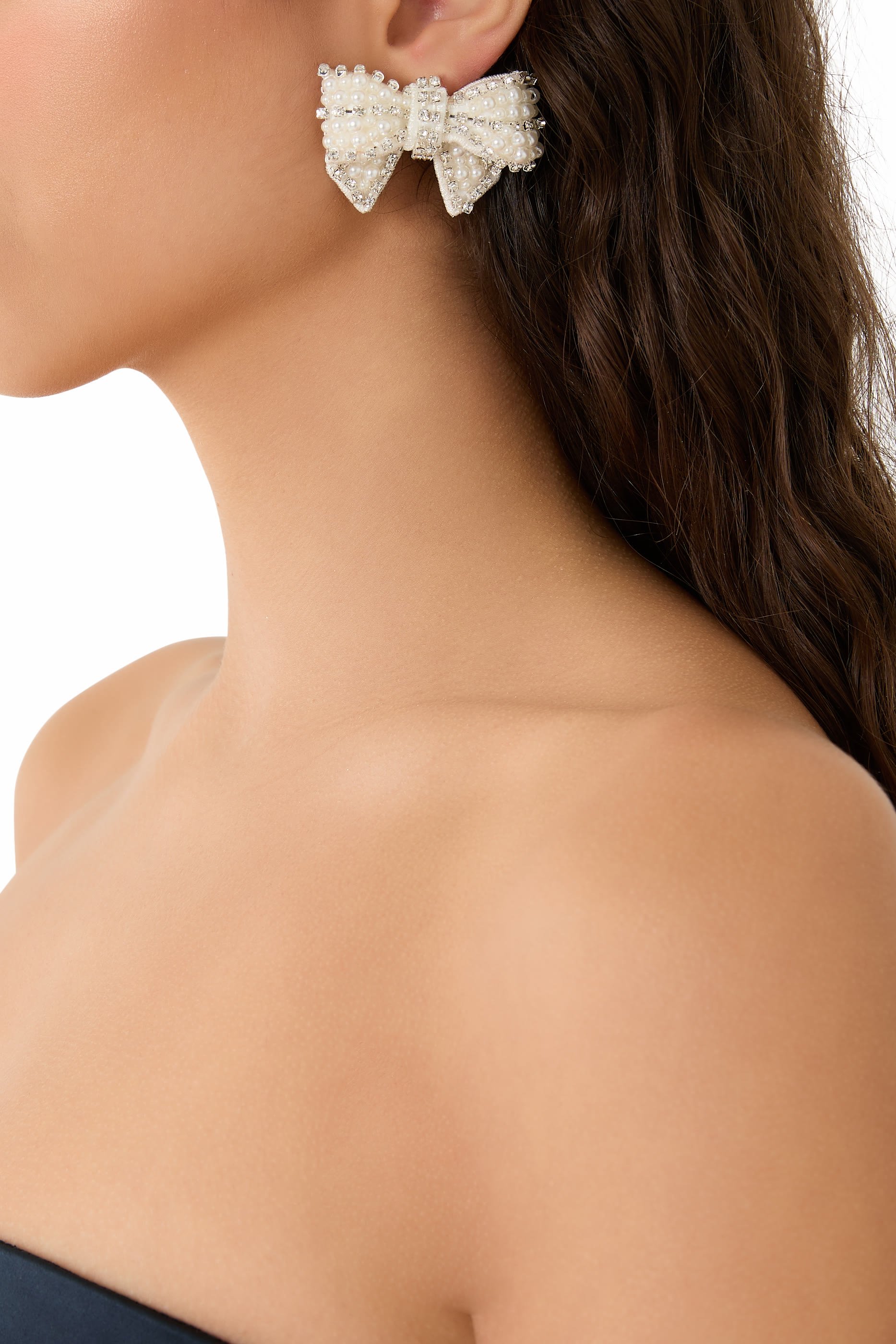 Pearl Satin Bow Earrings