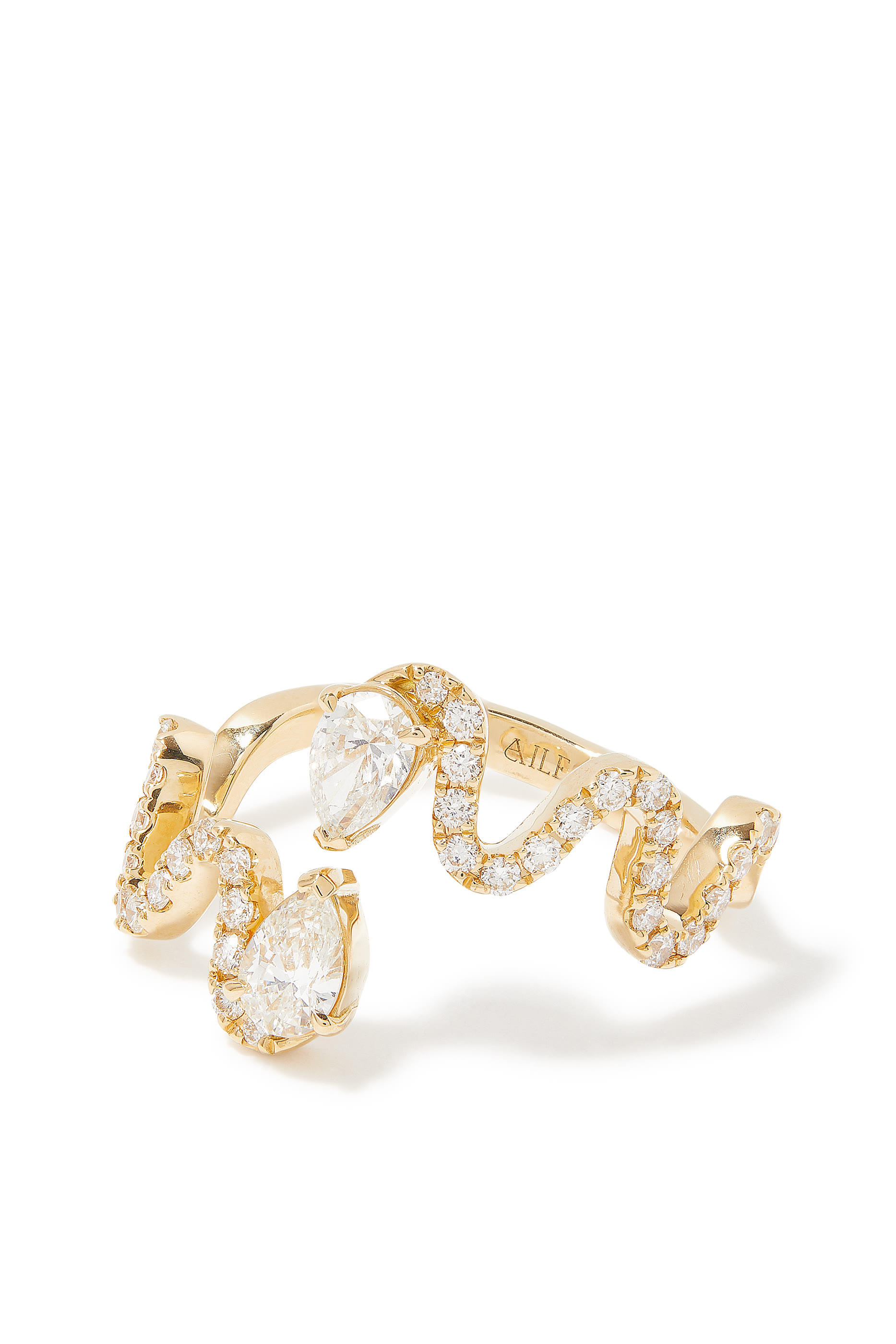 Wave Ring, 18k Yellow Gold & Diamonds