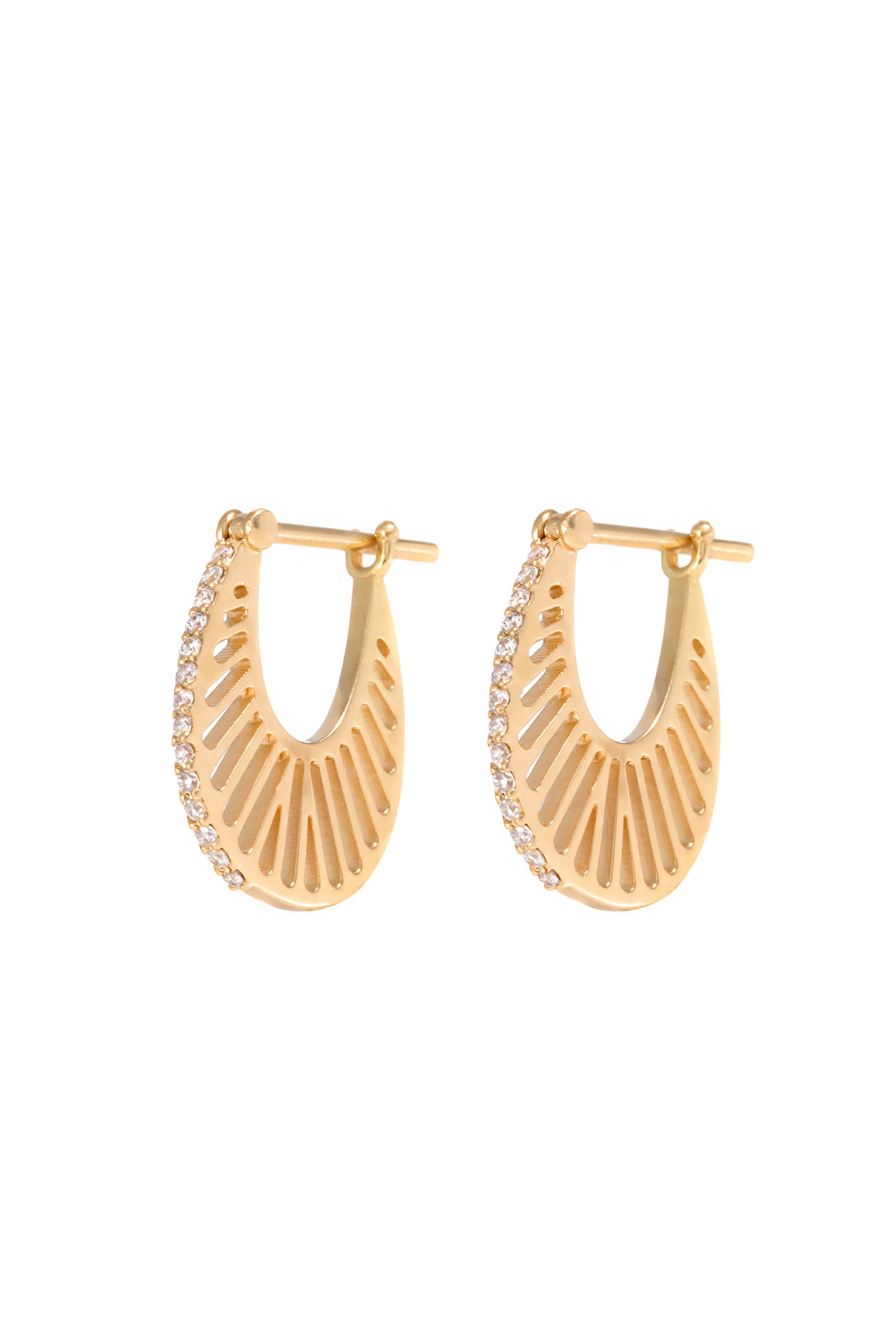 Flat Ray Size 2 Hoop Earrings, 18k Yellow Gold & Diamonds