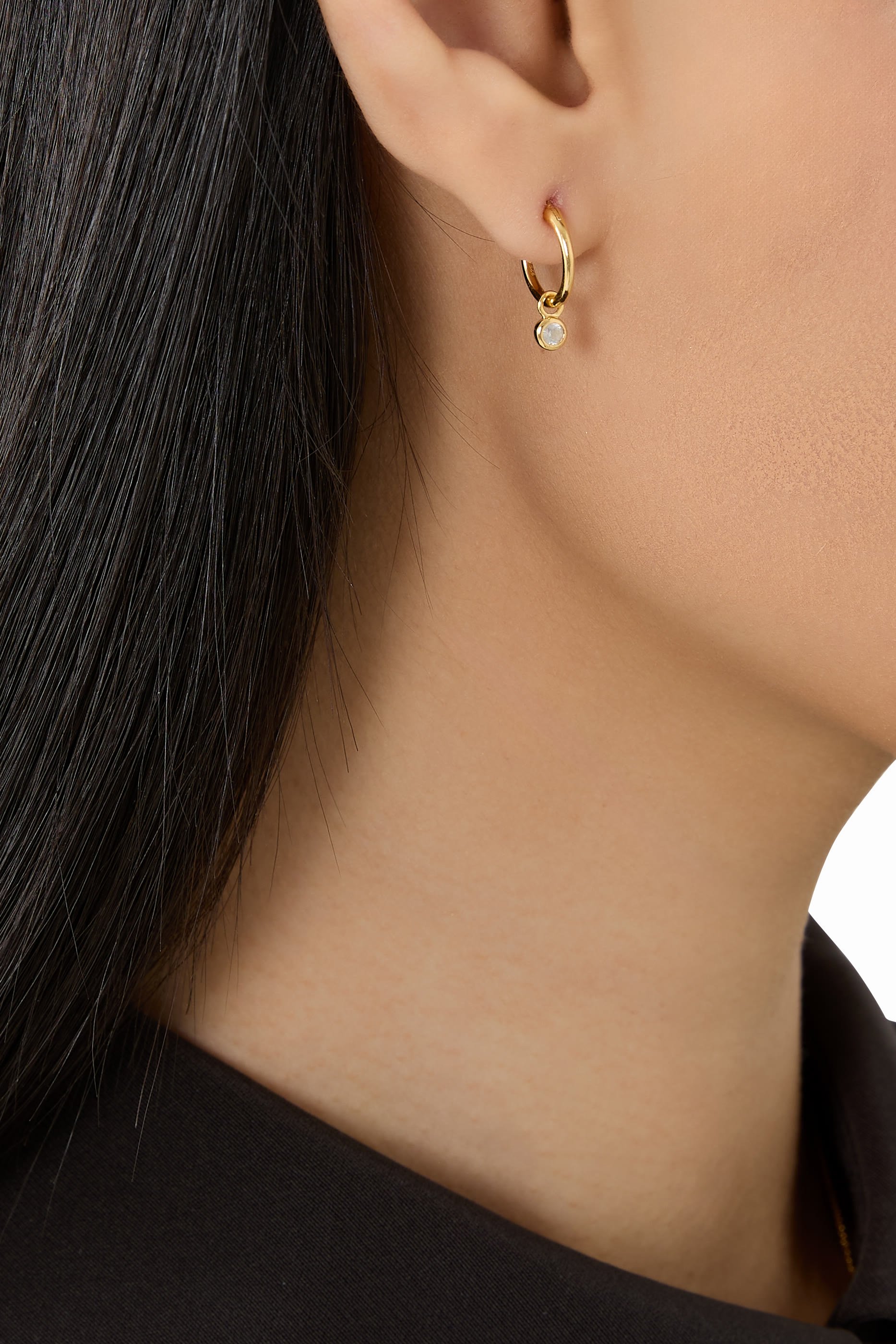  April Birthstone Mini Charm Hoop Earrings, 18k Recycled Gold Vermeil on Recycled Sterling Silver