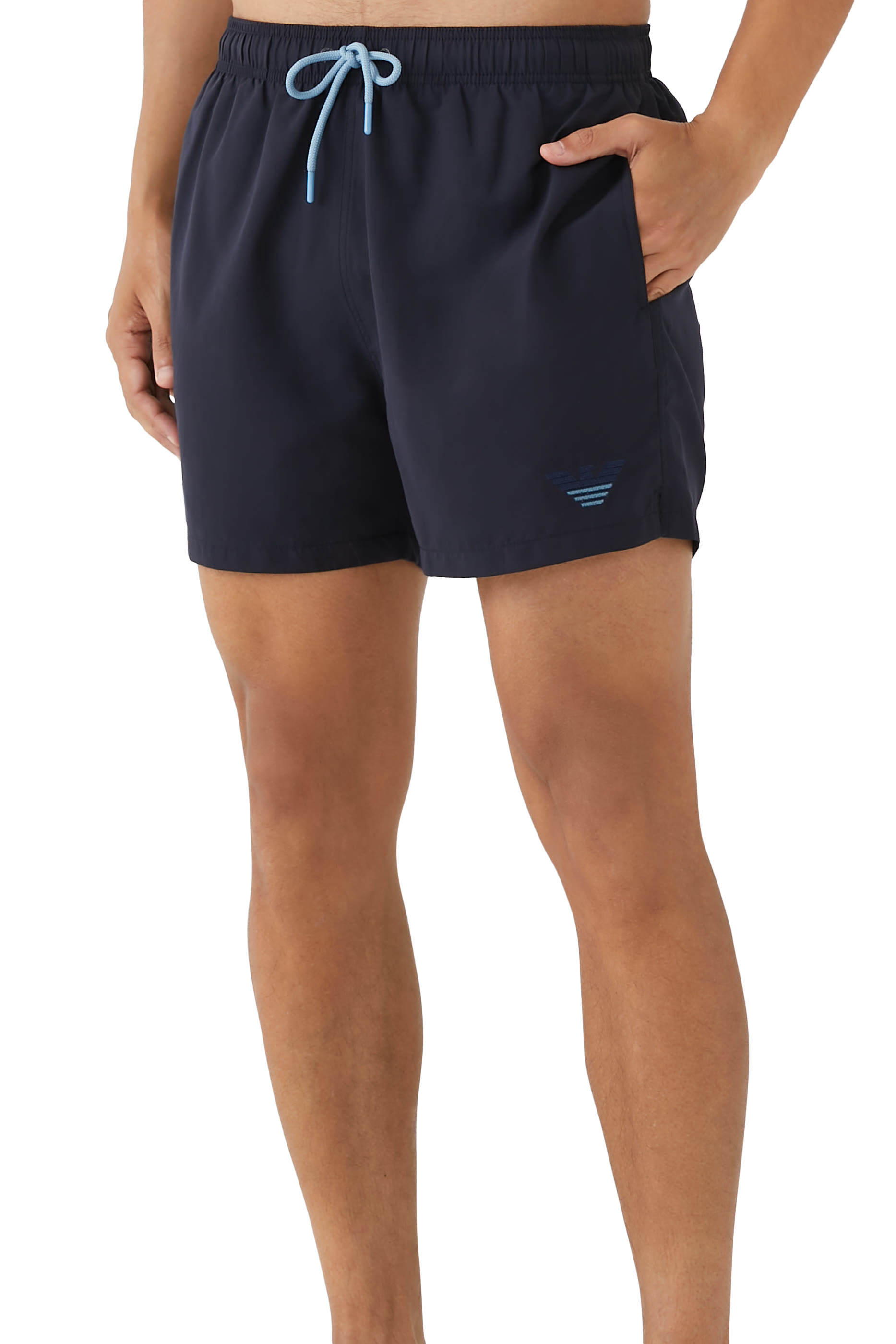 Two-Tone Eagle Embroidery Swim Shorts