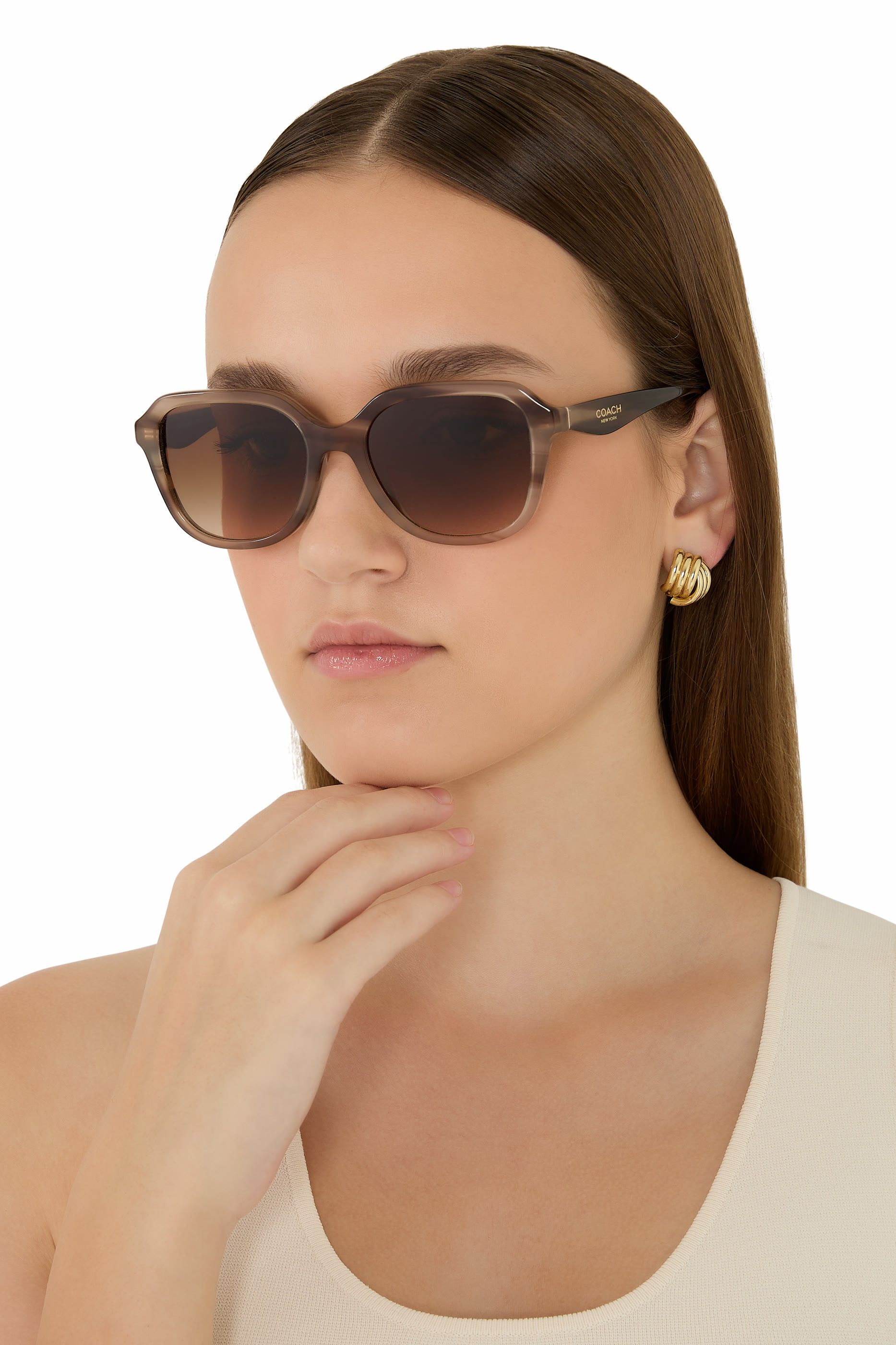 Square Frame NY Thin Temple Sunglasses