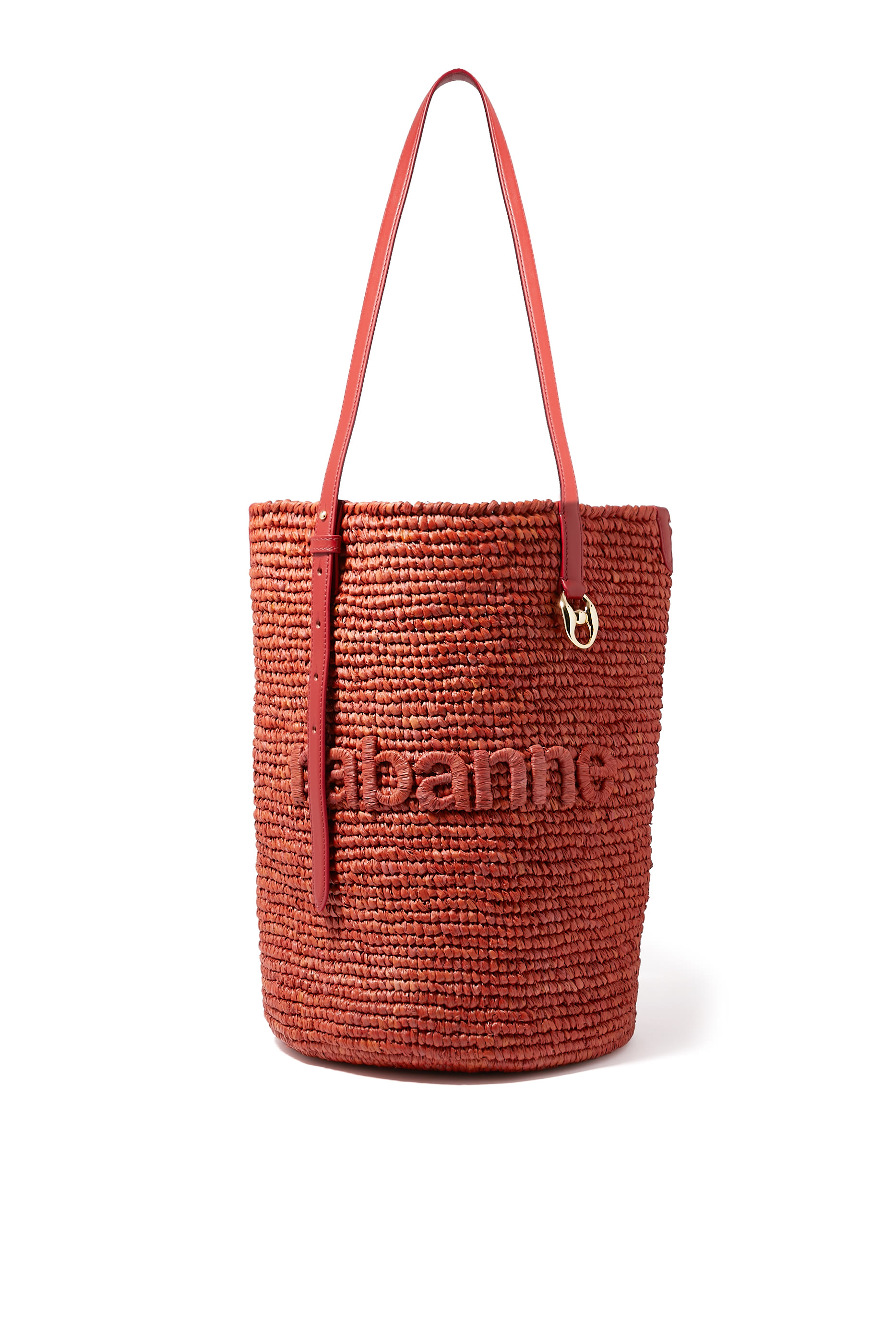 Logo-Embroidered Raffia Tote Bag