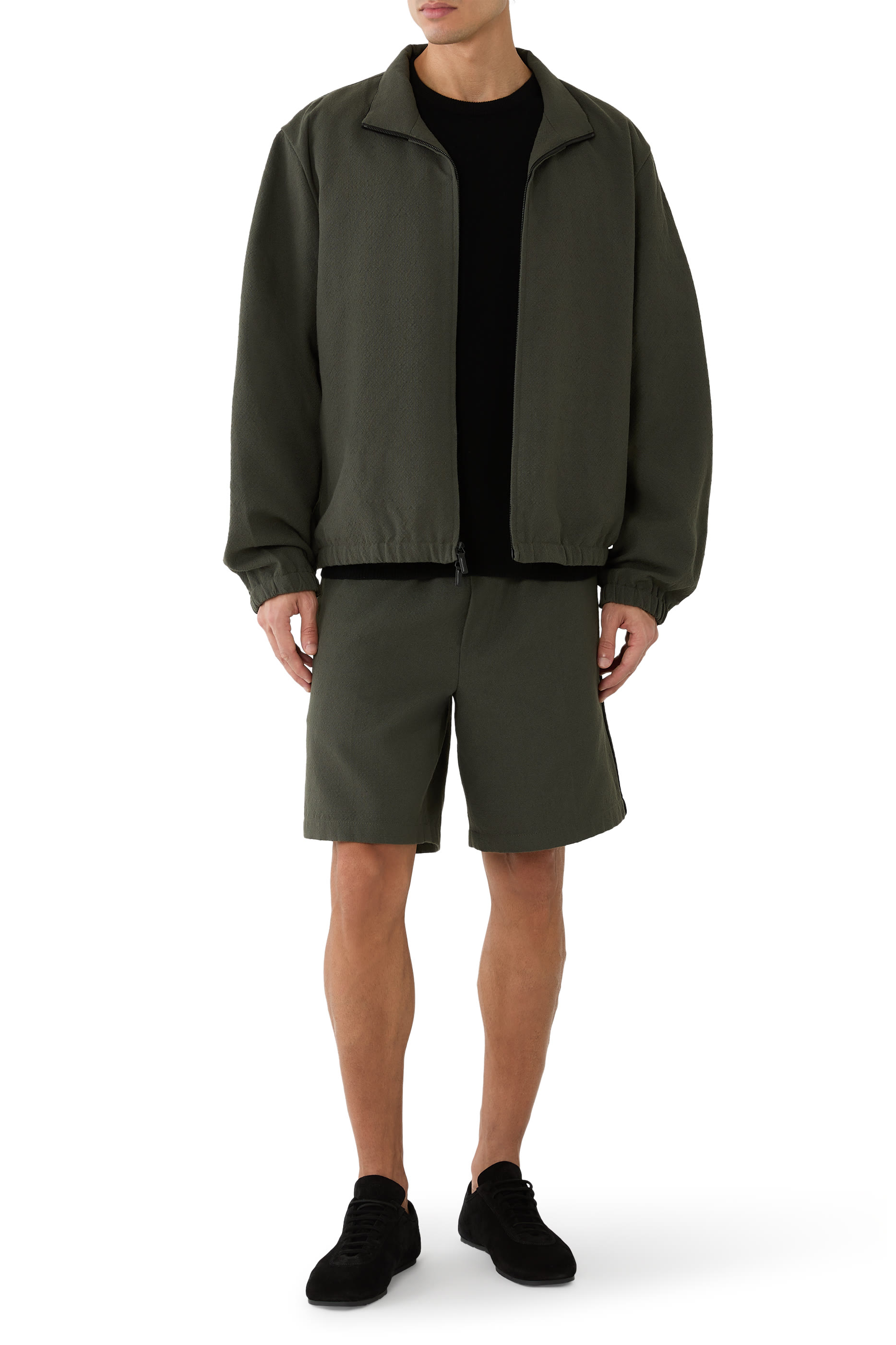  Suede Trimmed Track Jacket