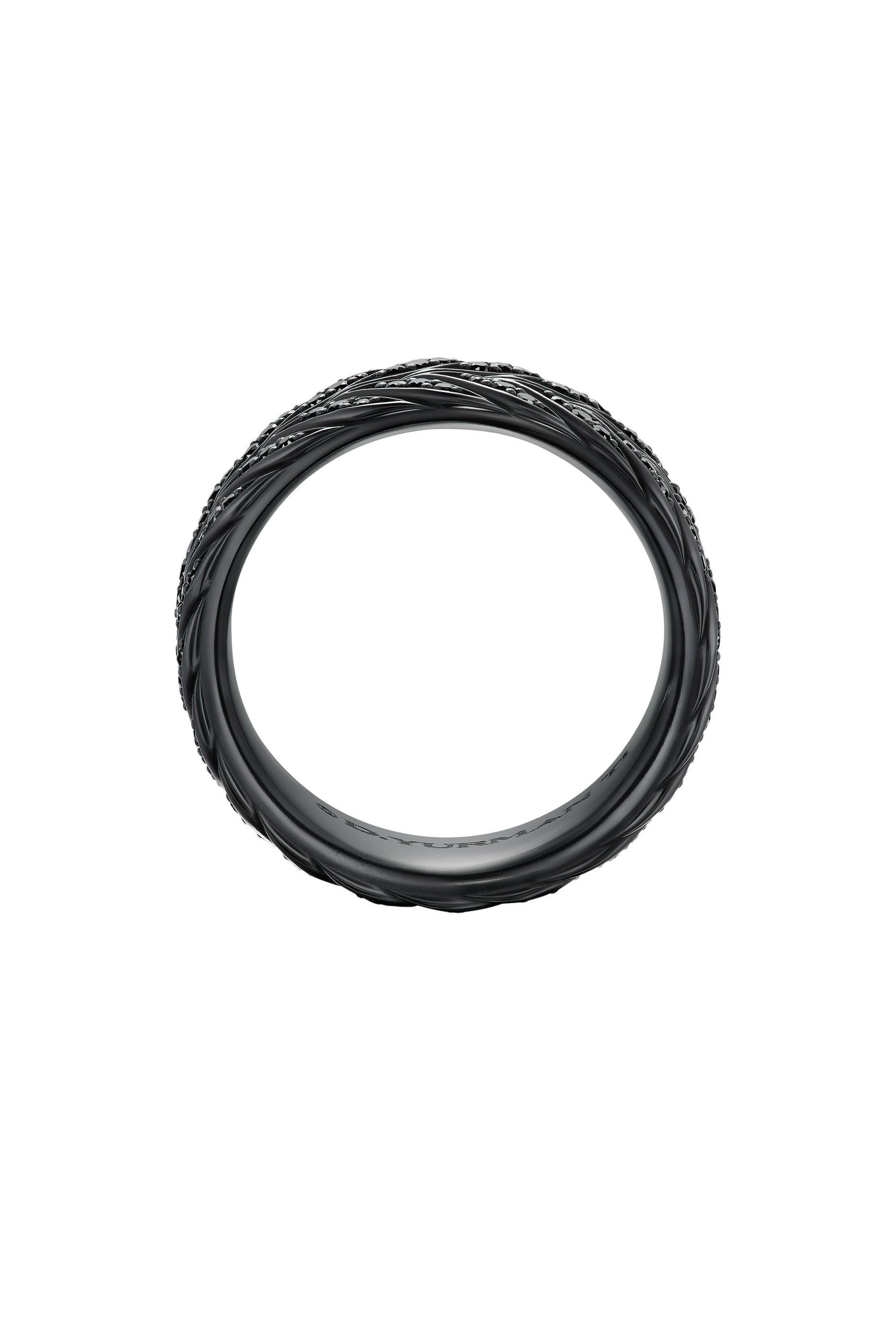 Chevron Pav&eacute; Band Ring, Black Titanium & Black Diamonds