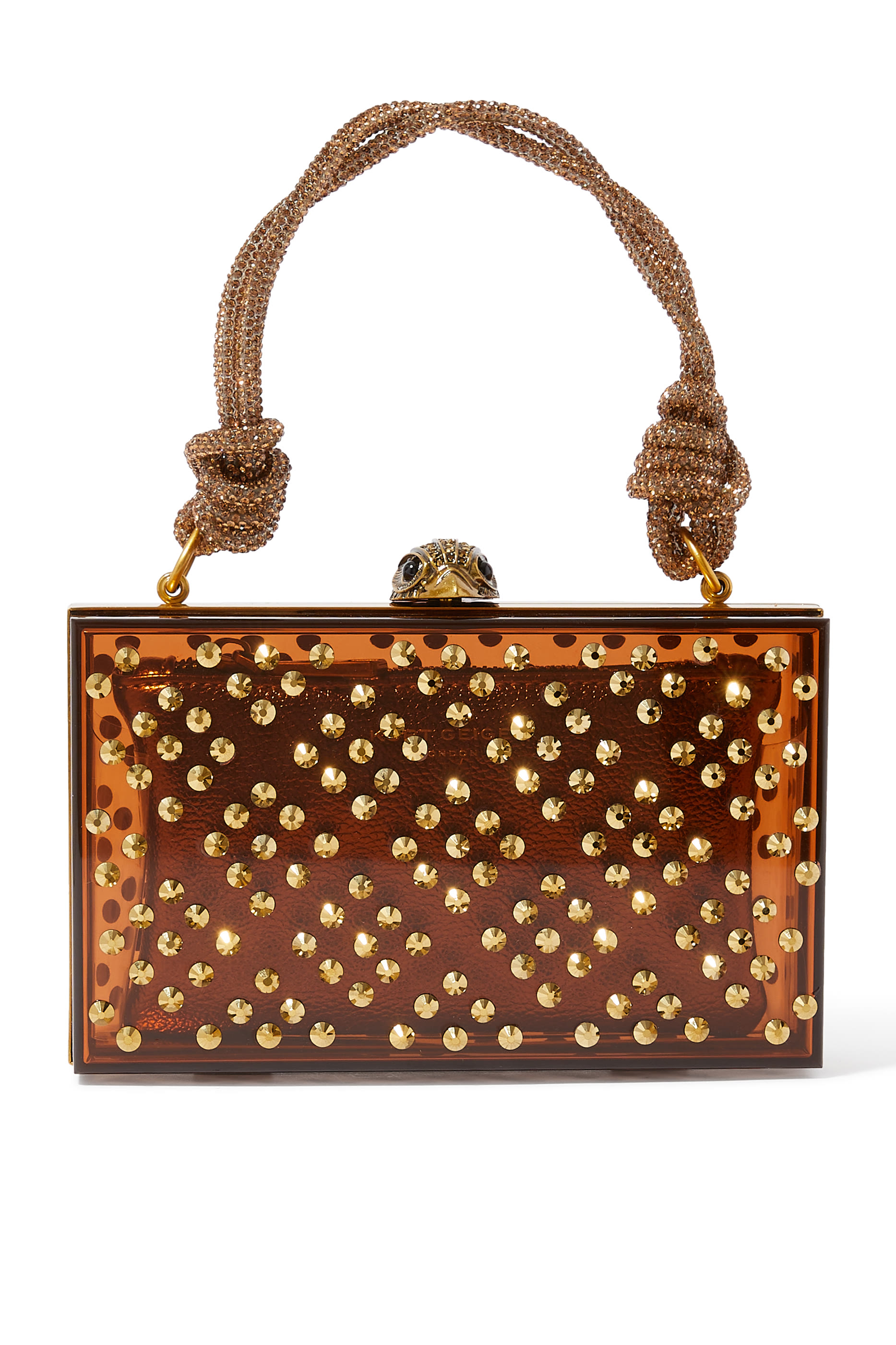 Tortoise Rhinestone Embellished Box Clutch