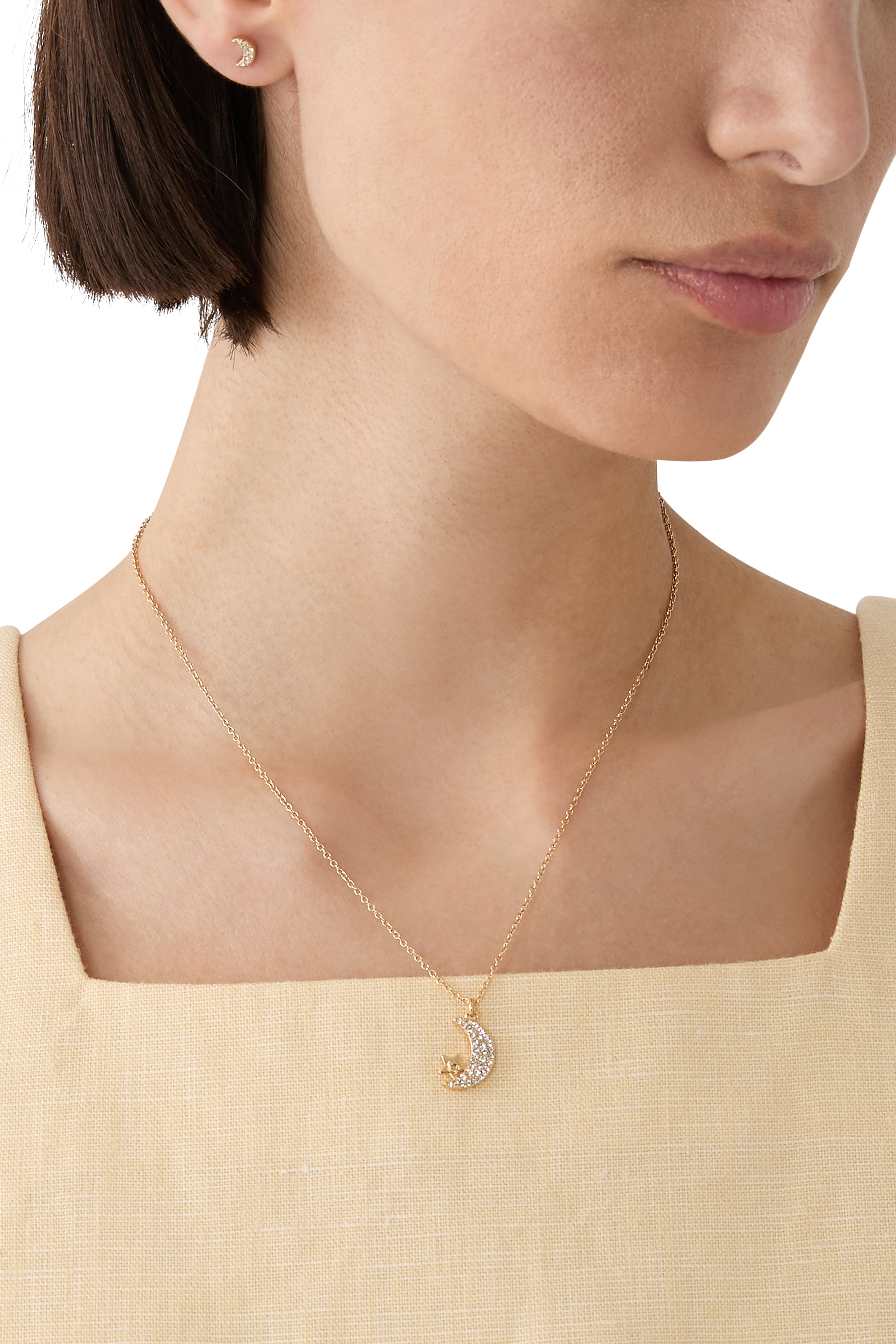 Moon Pendant Necklace and Earrings Set