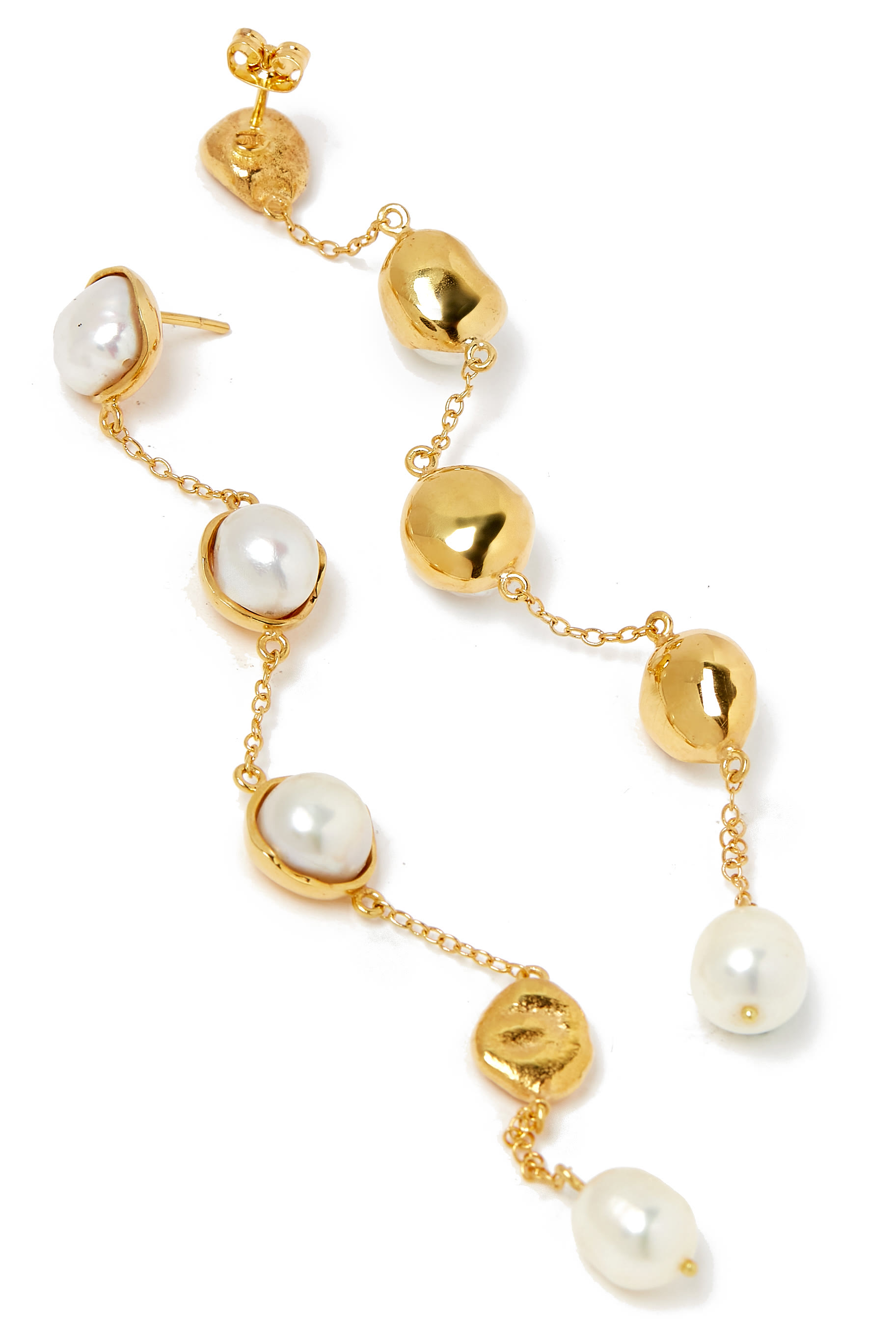 Dangling Chain Pearl Earrings