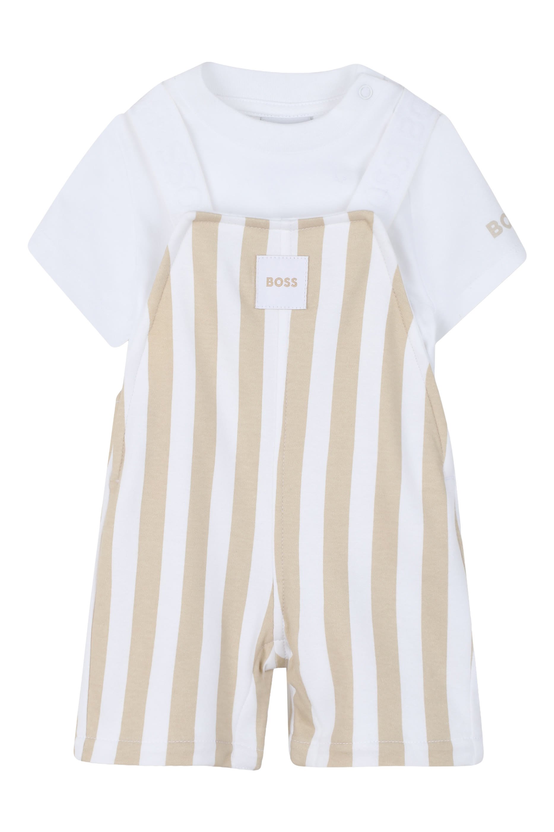 Kids Logo Stripes T-Shirt and Dungarees Set