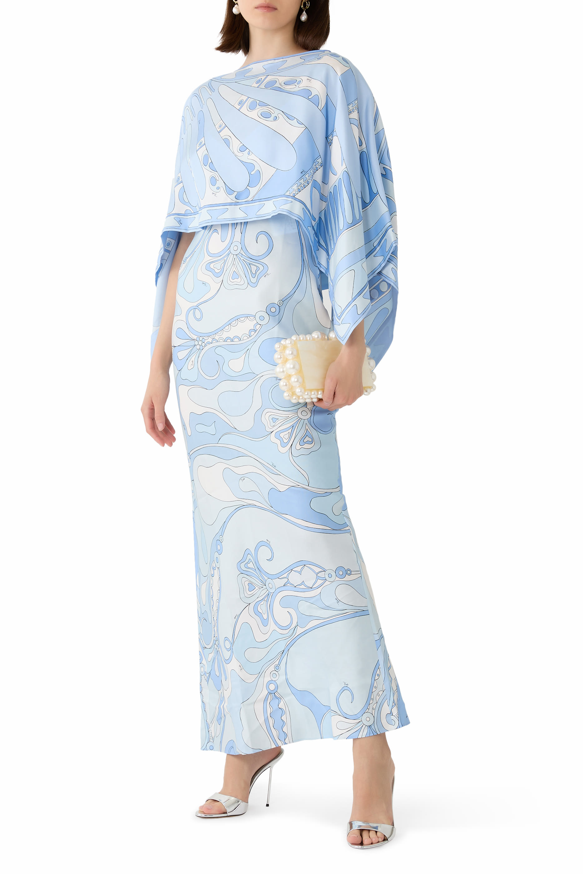 Orchidee and Soleil Print Cape Dress