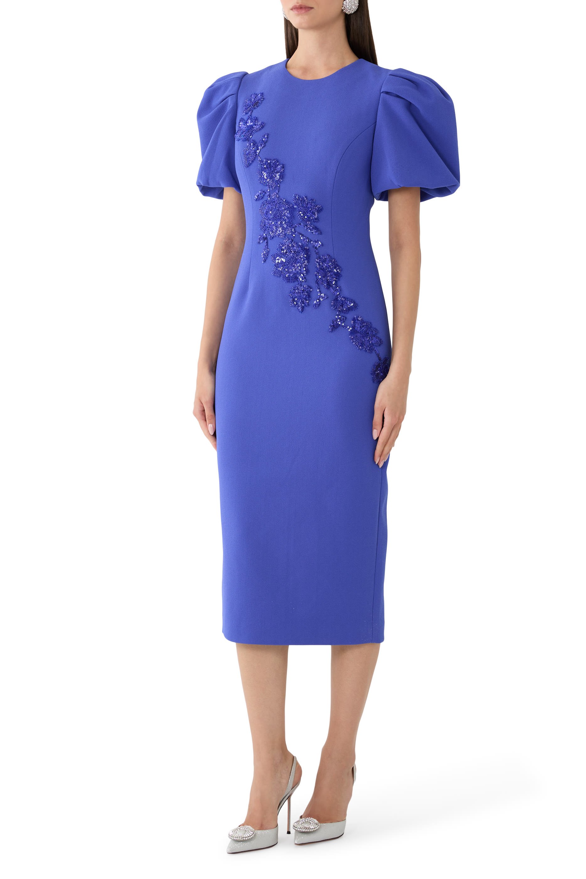 Evolet Puff Sleeve Midi Dress 