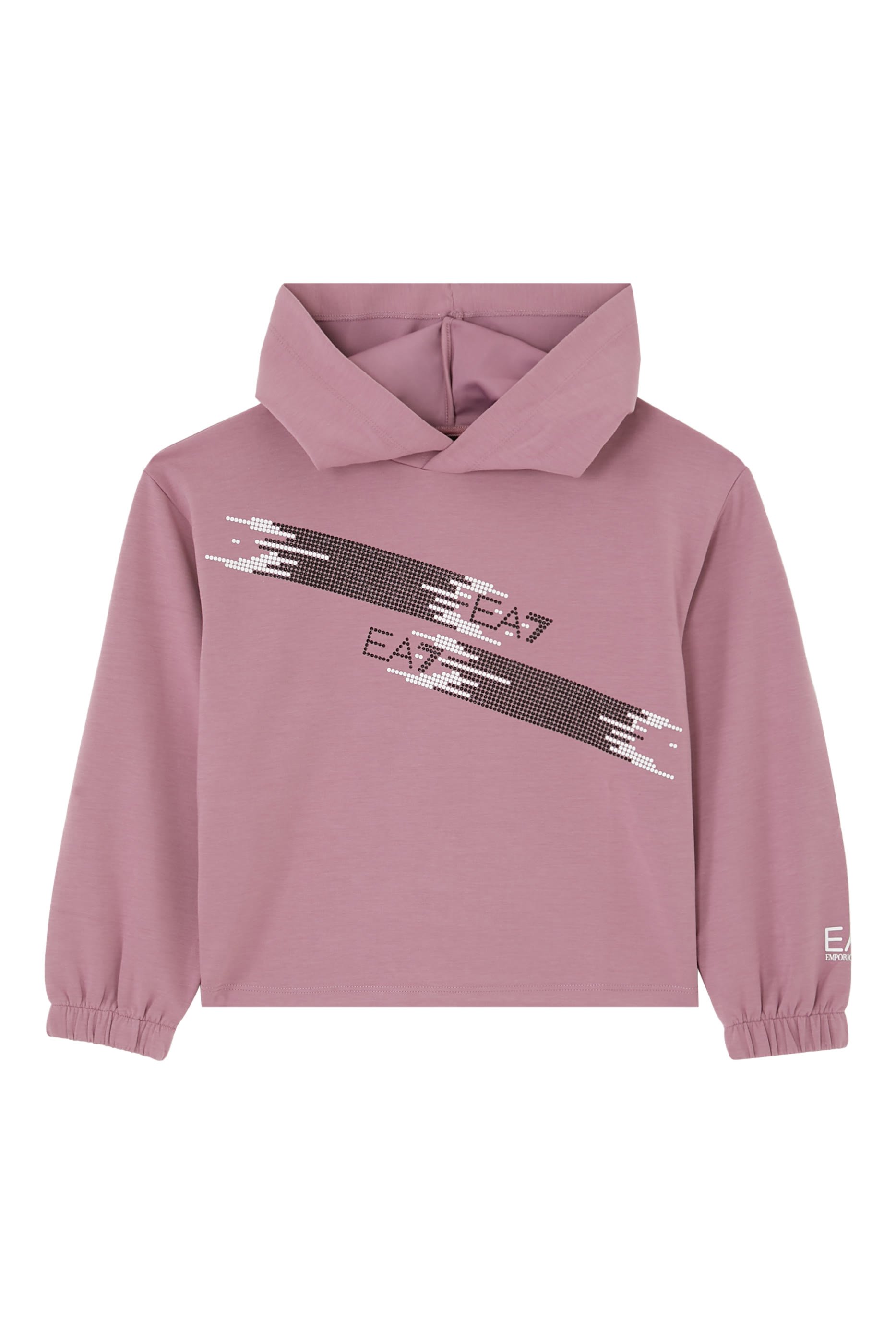 Kids EA7 Glitter Logo Hooded Sweatshirt