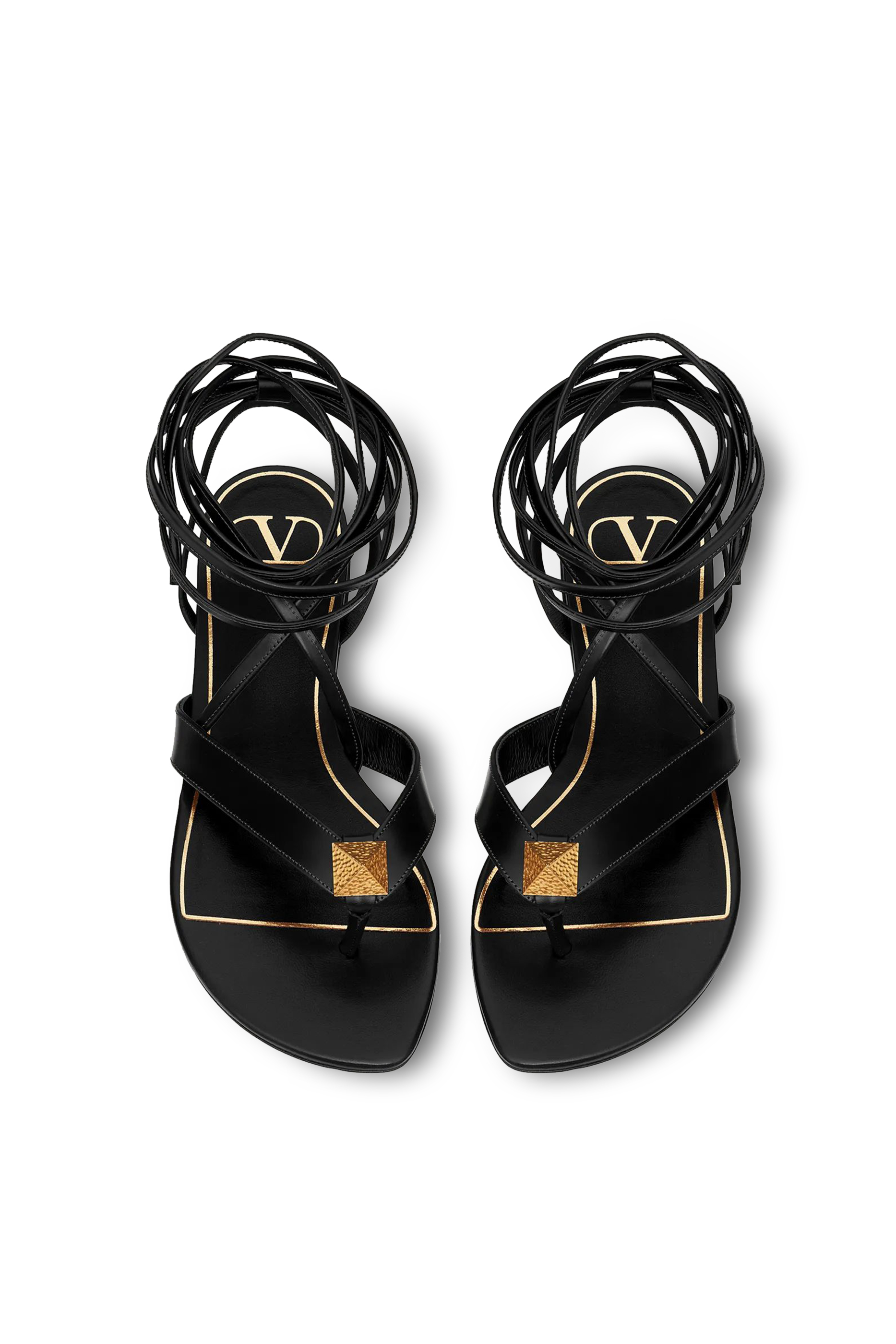 Rockstud Flat Leather Wrap Sandals