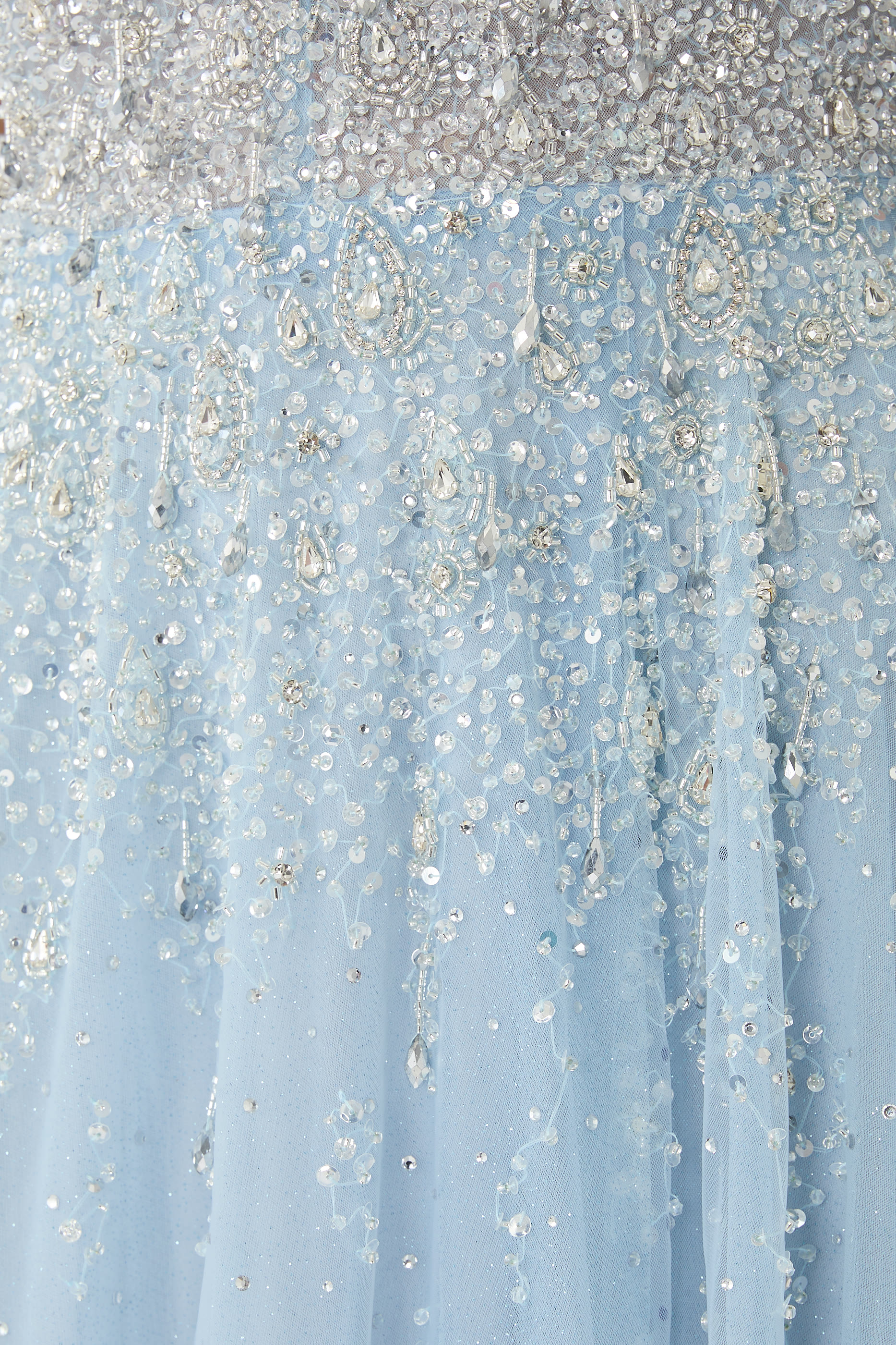 Sequin-Embellished Cape Gown