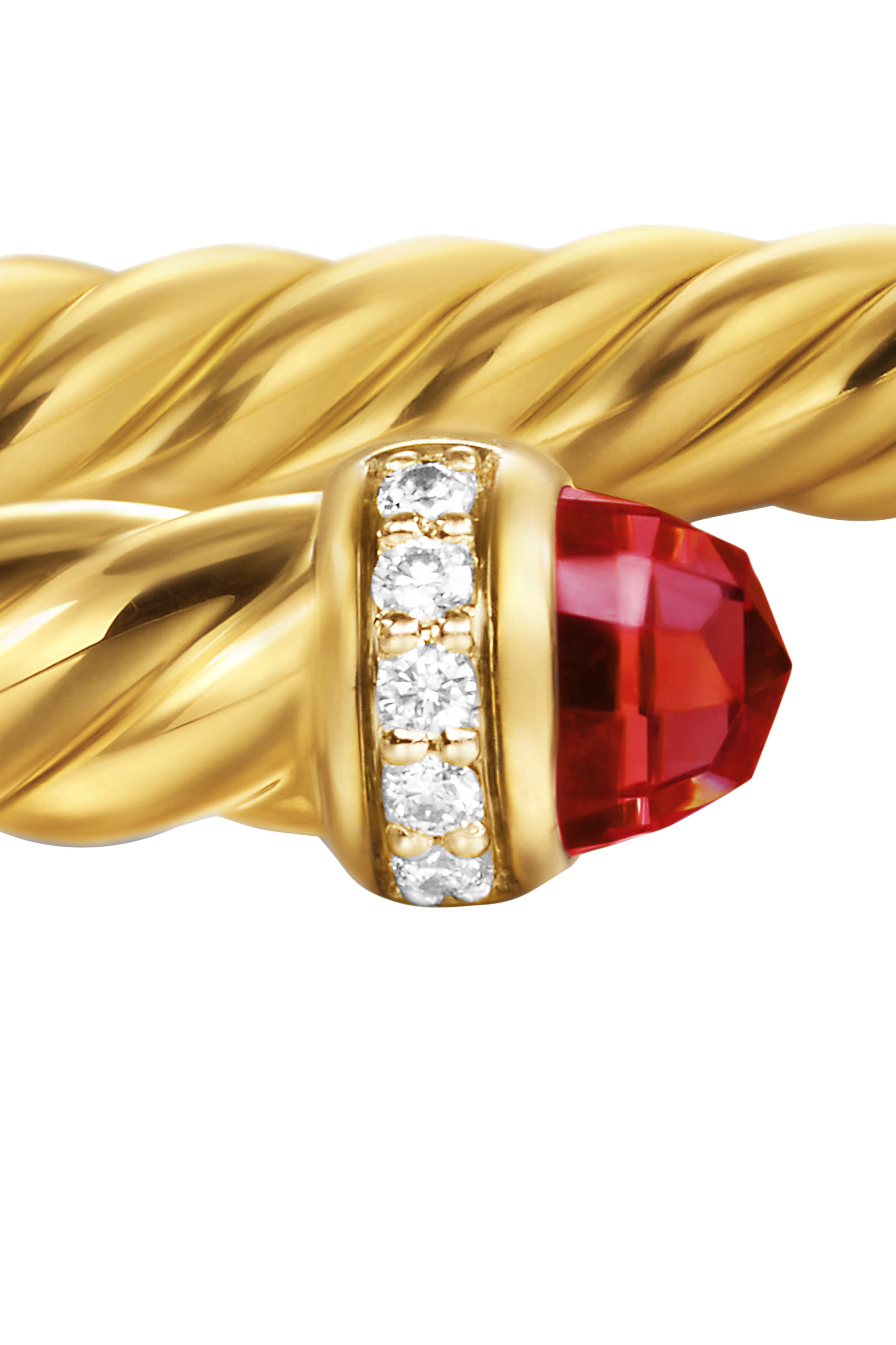 Cablespira® Flex Bracelet, 18k Yellow Gold, Diamonds & Rhodolite Garnet