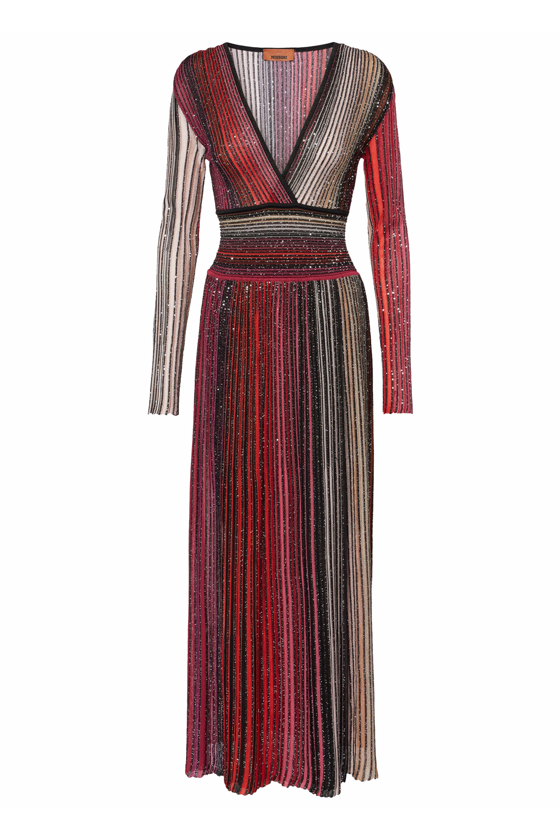 Partialized Knit Sequins V-Neck Maxi Dress