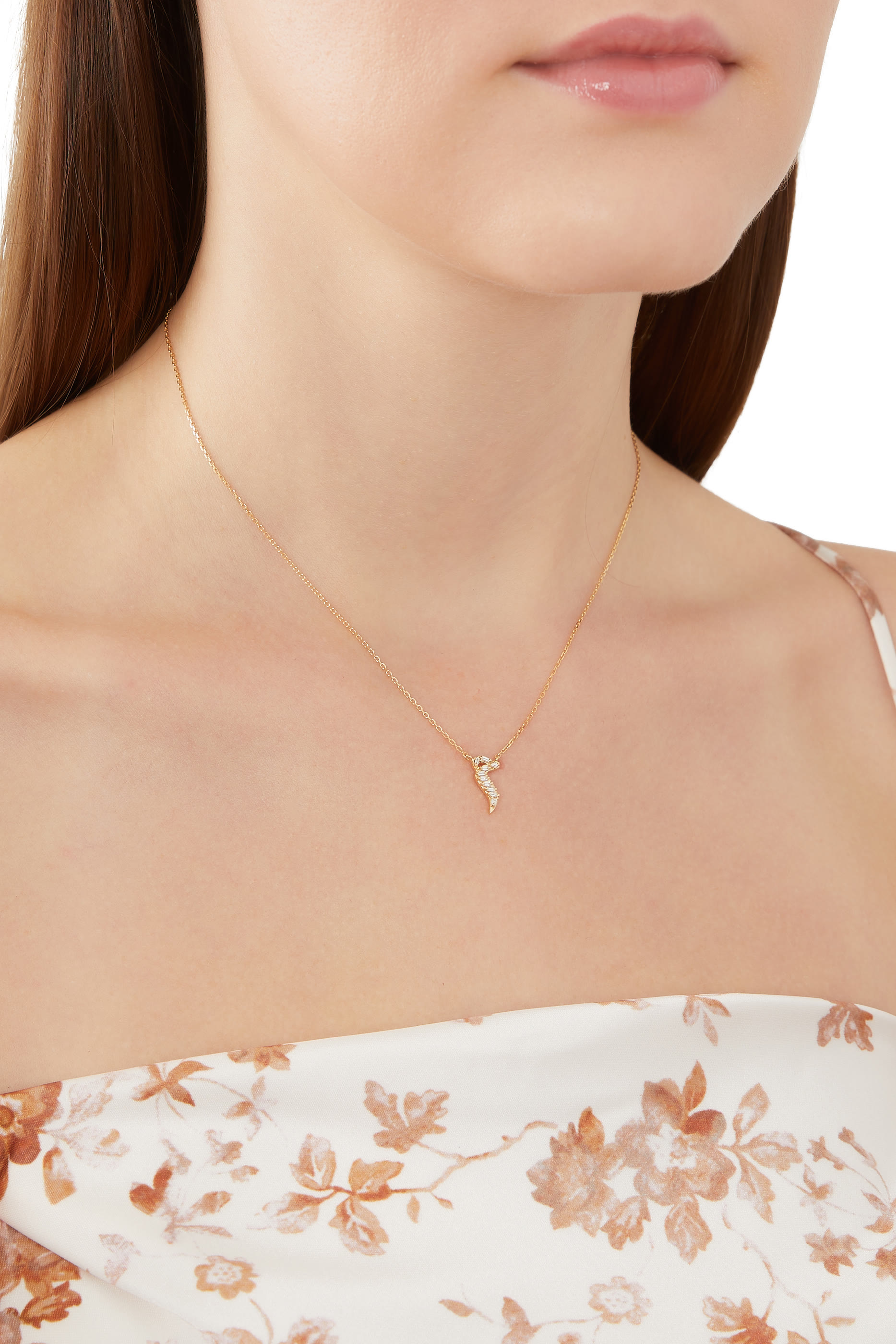 Oula Letter Necklace, 18k Yellow Gold & Diamonds