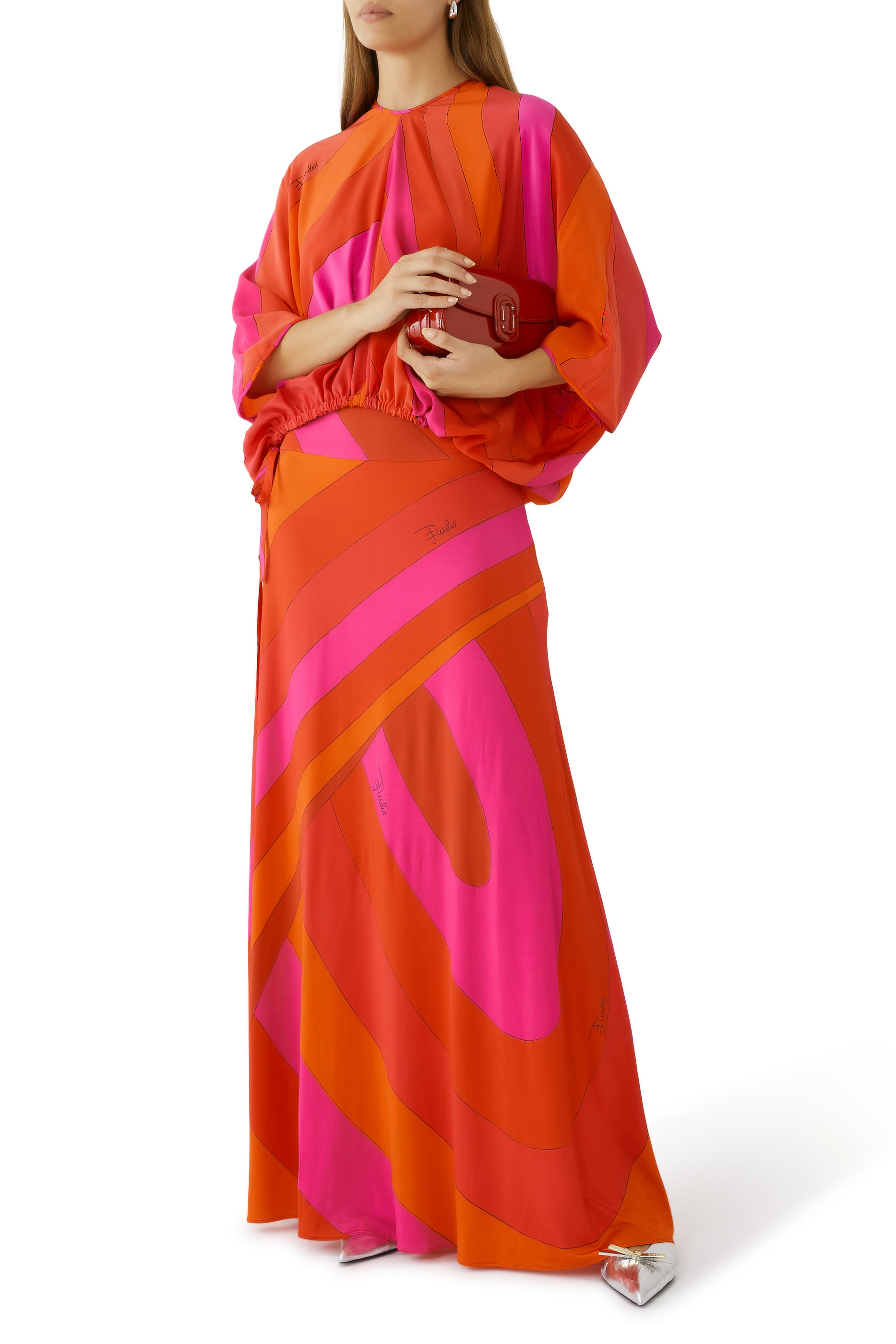 Iride-Print Long Skirt