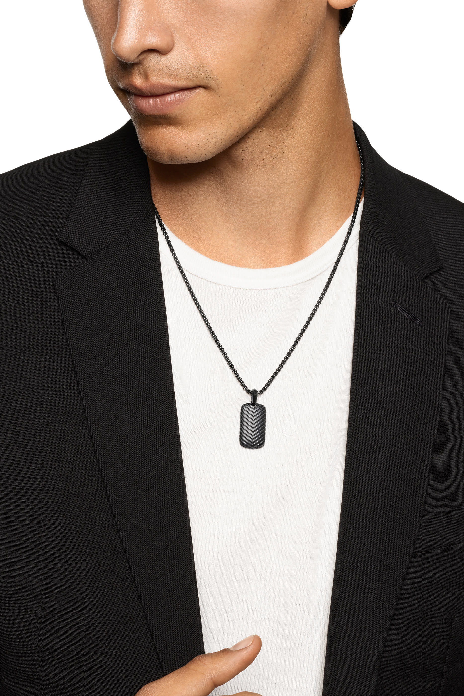 Chevron Tag, Titanium & Diamonds