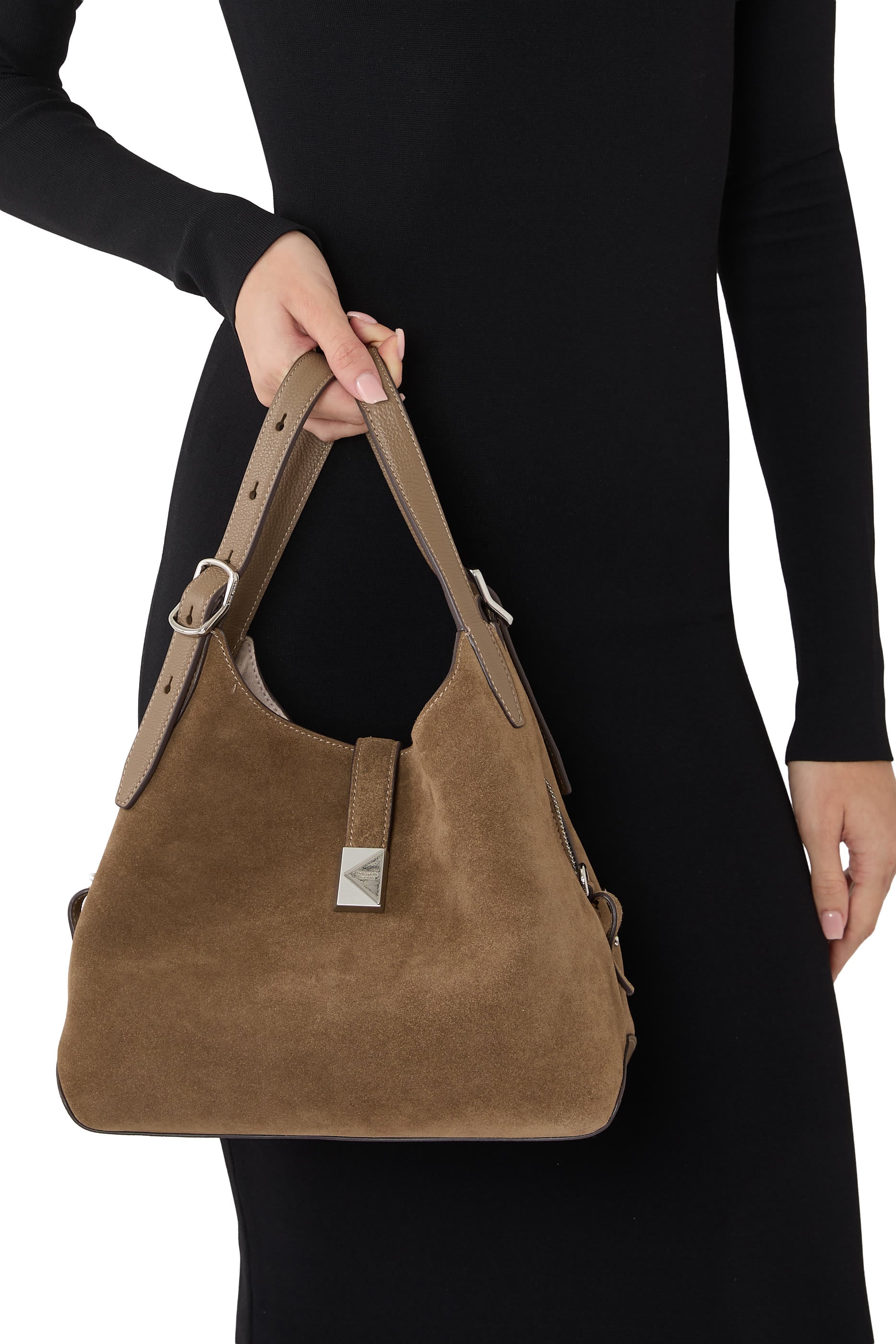 Deco Suede Crossbody Tote Bag