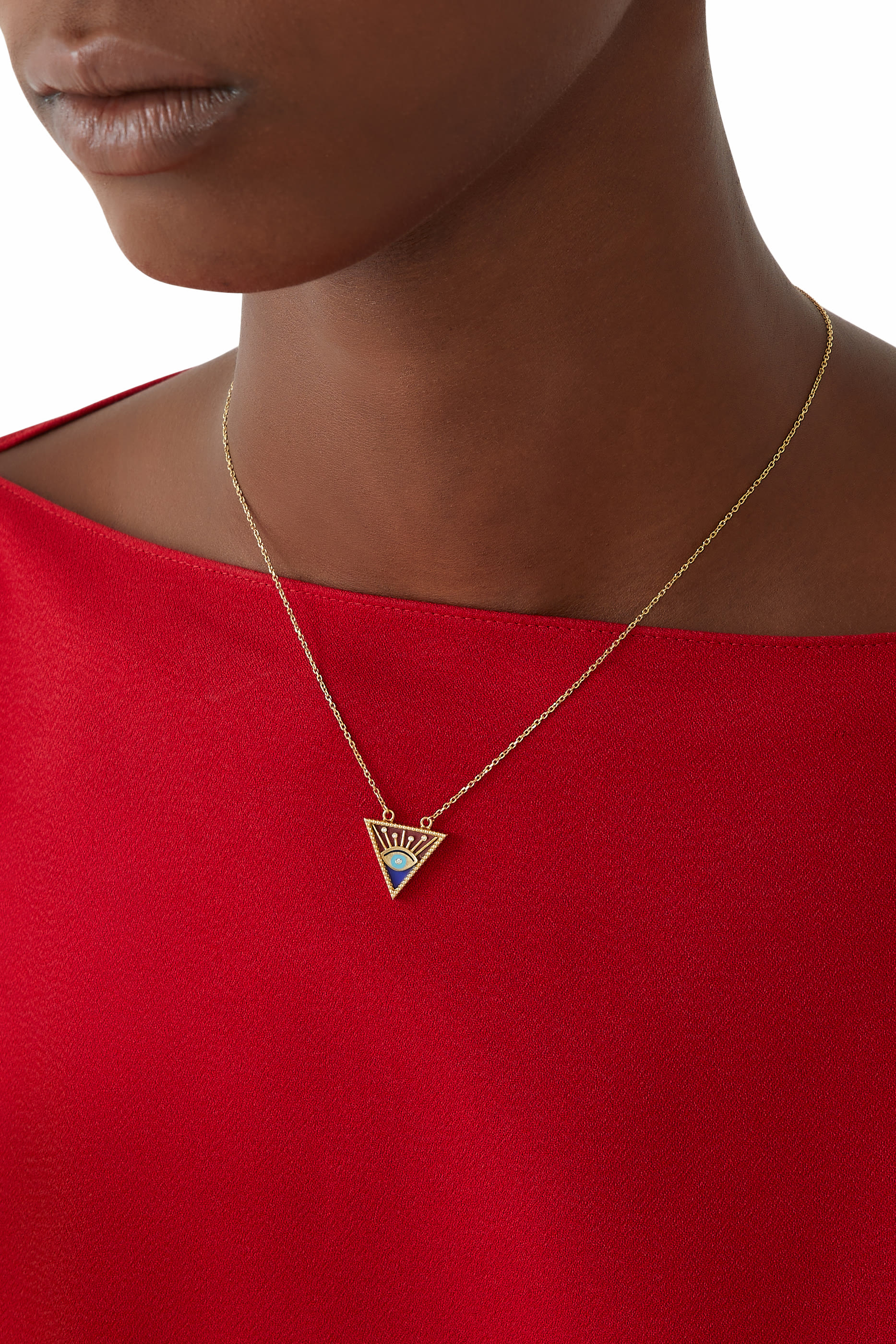 Triangle Eye Pendant, 18k Yellow Gold & Diamonds