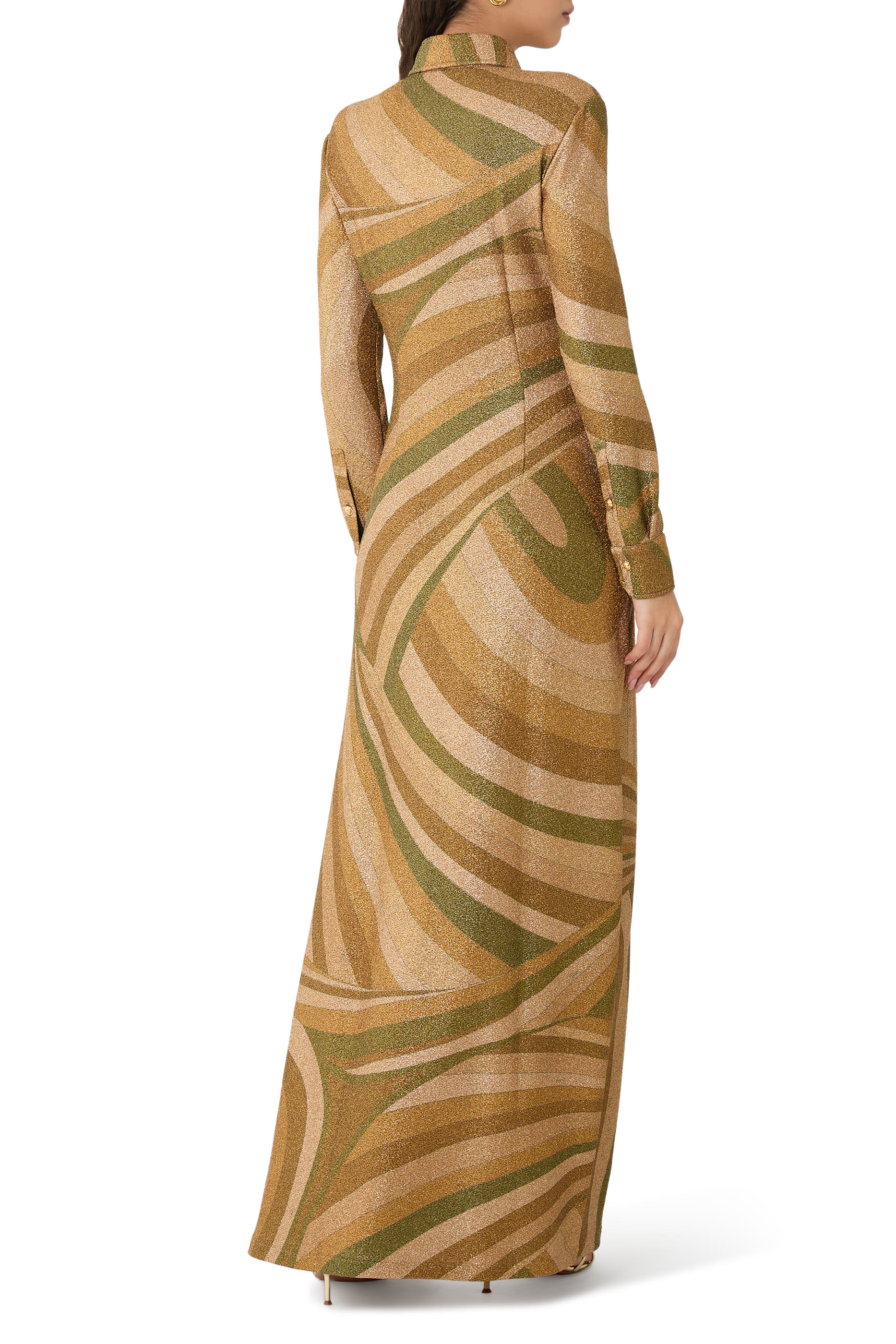 Iride Print Jersey Lamé Dress