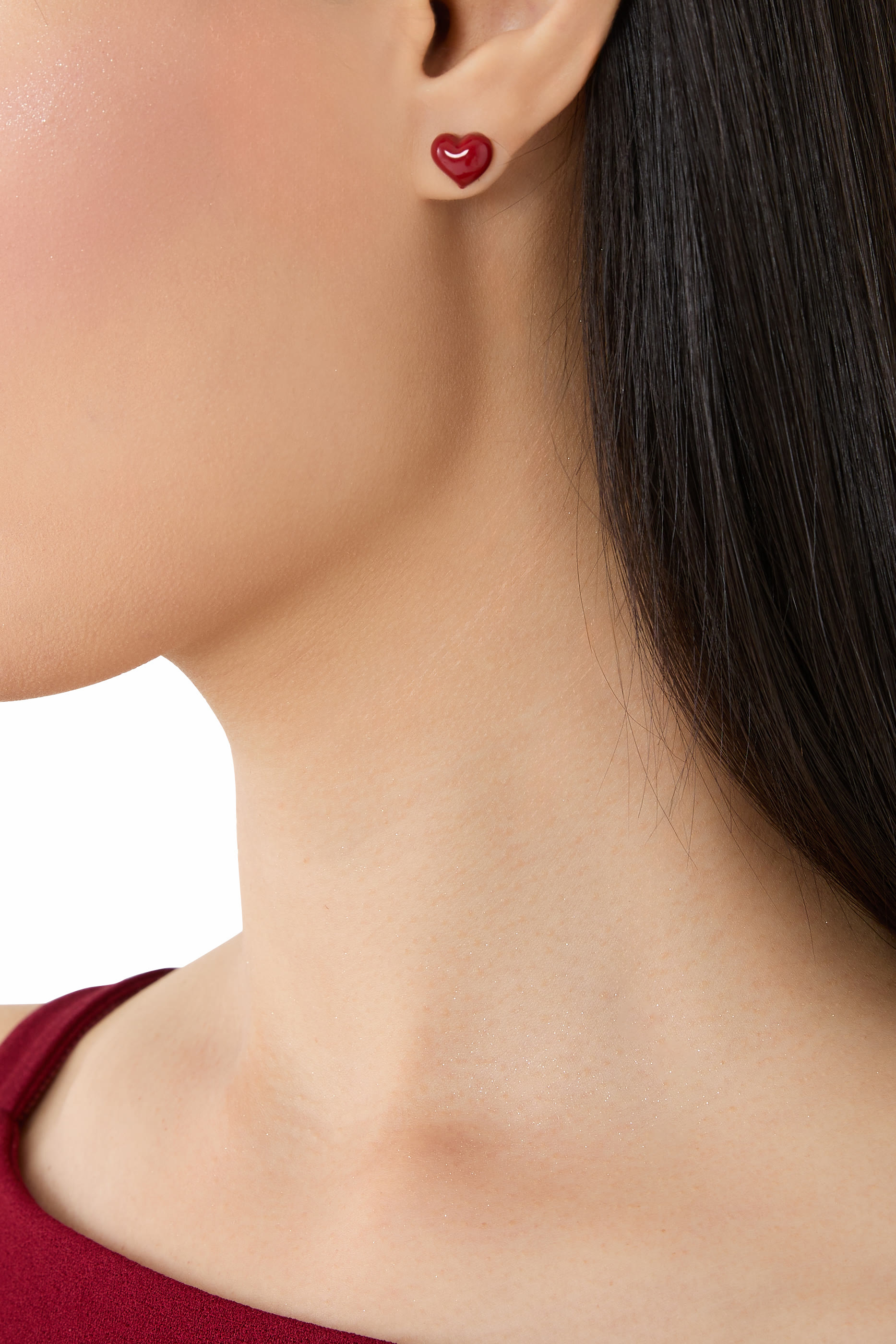 Amour Stud Earrings, Plated Metal & Enamel