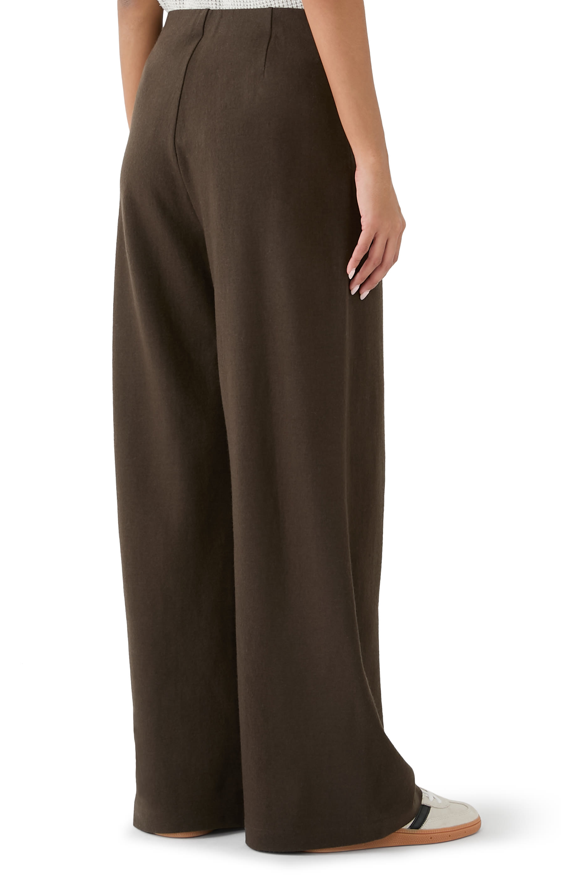 Felted Wool Jersey Wide-Leg Long Pants