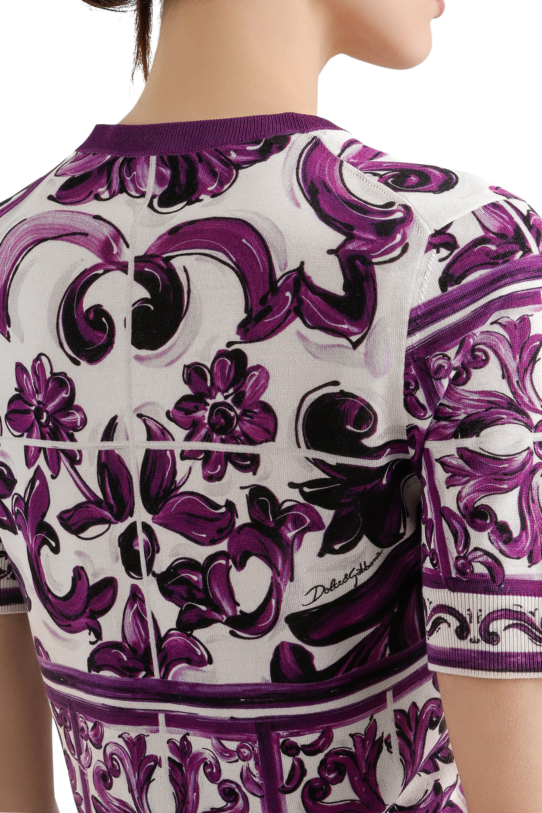 Majolica-Print Silk Pullover
