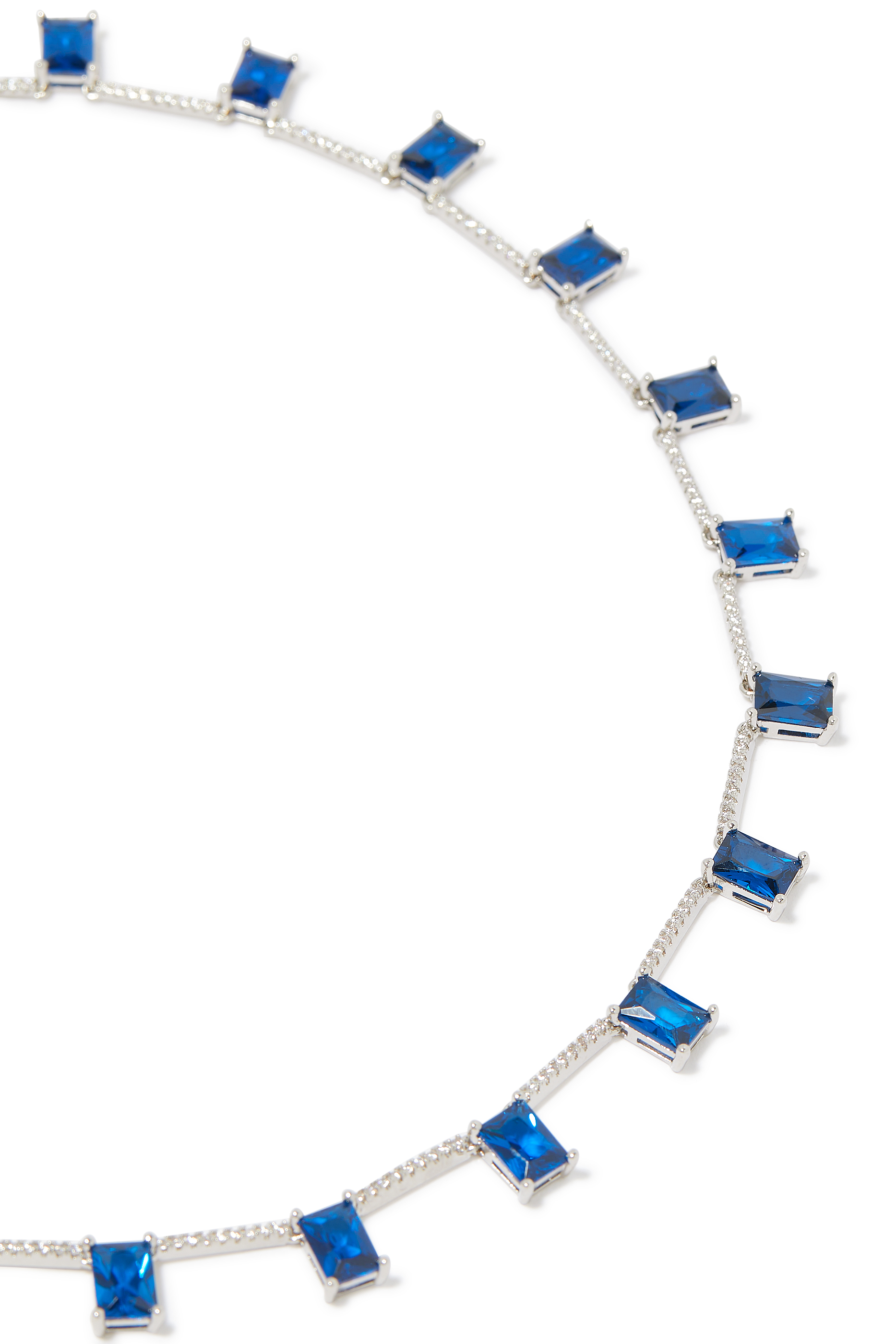 CZ Glam Necklace, Rhodium-Plated Brass & Cubic Zirconia