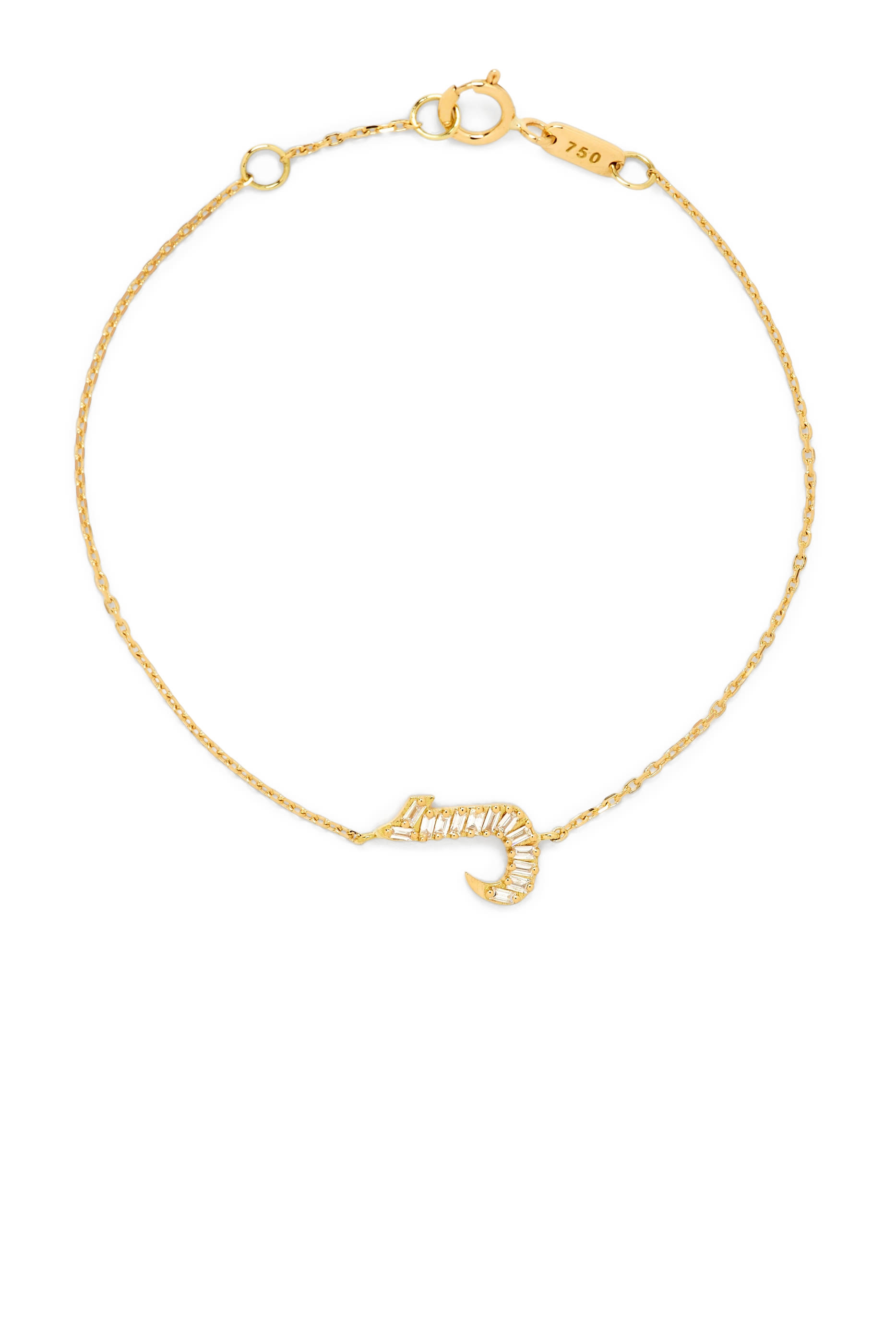 OULA - Letter Lam Bracelet, 18K Yellow Gold & Baguette Diamonds