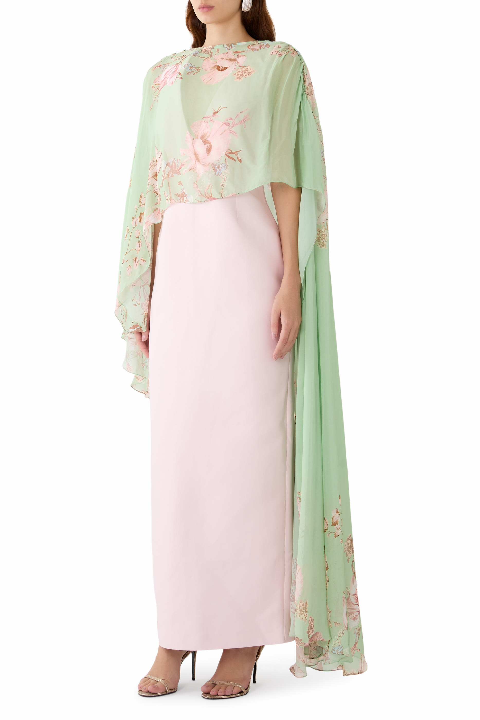 Erza Ruched Cape Dress