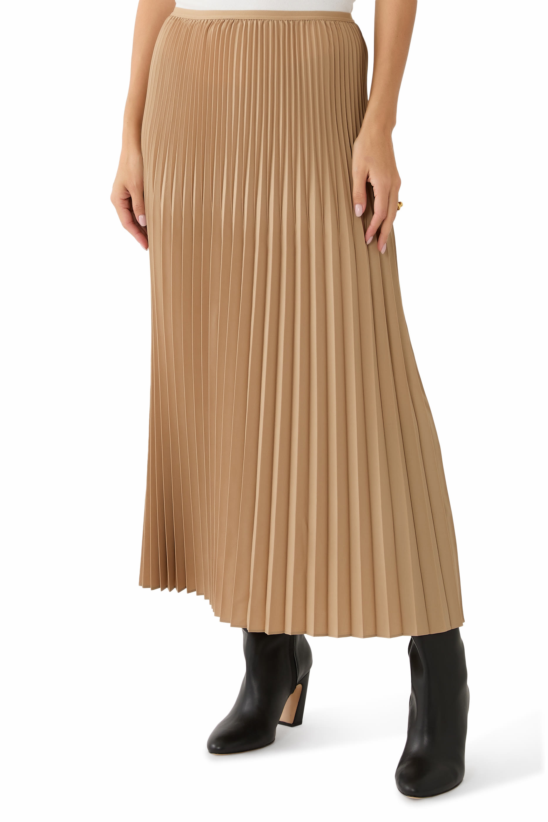 Woven Wool Silk A-Line Skirt