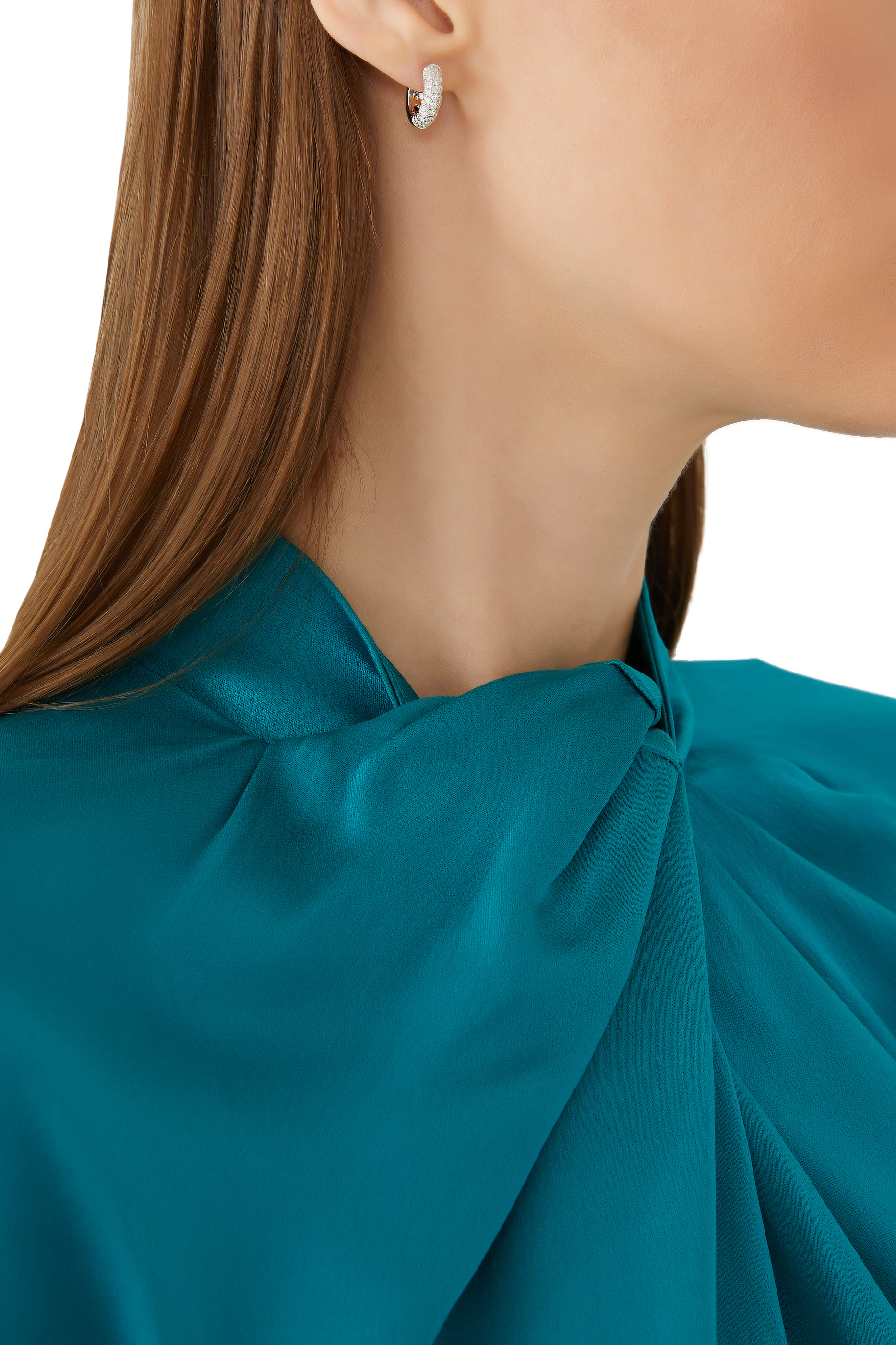 Chunky Hoop Earrings, 18k White Gold & Diamonds