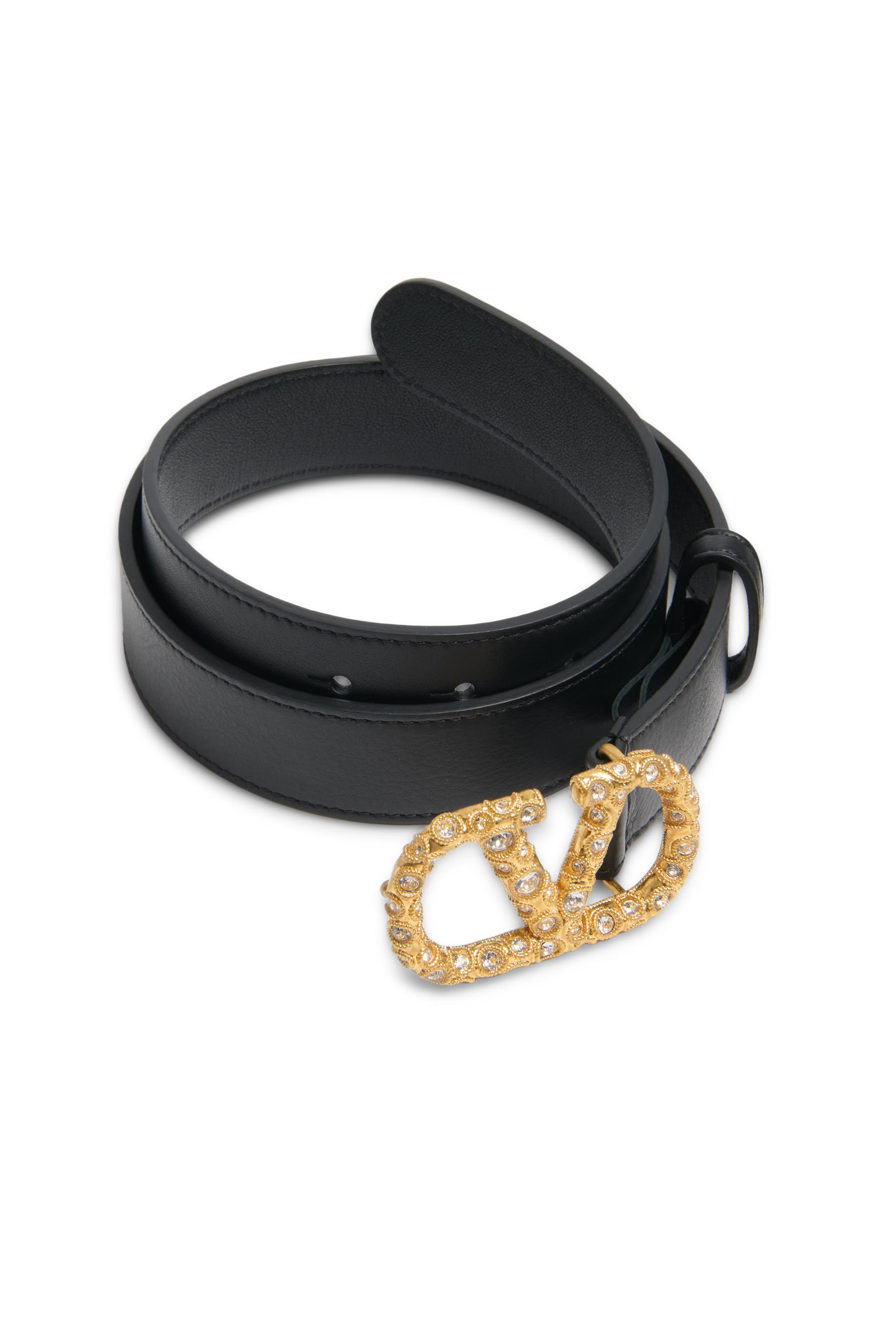 VLogo Signature Shiny Calfskin Belt with Crystals