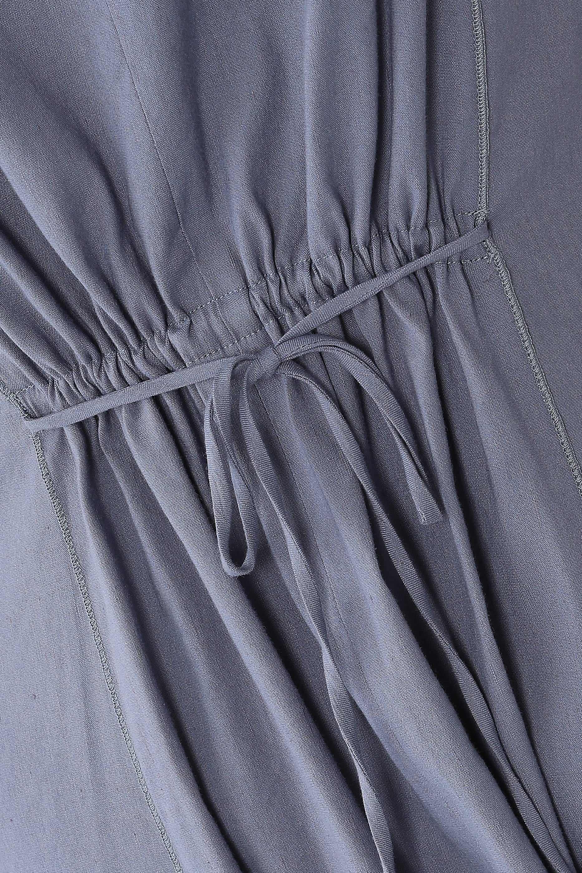 Linen-Blend V-Neck Dress 