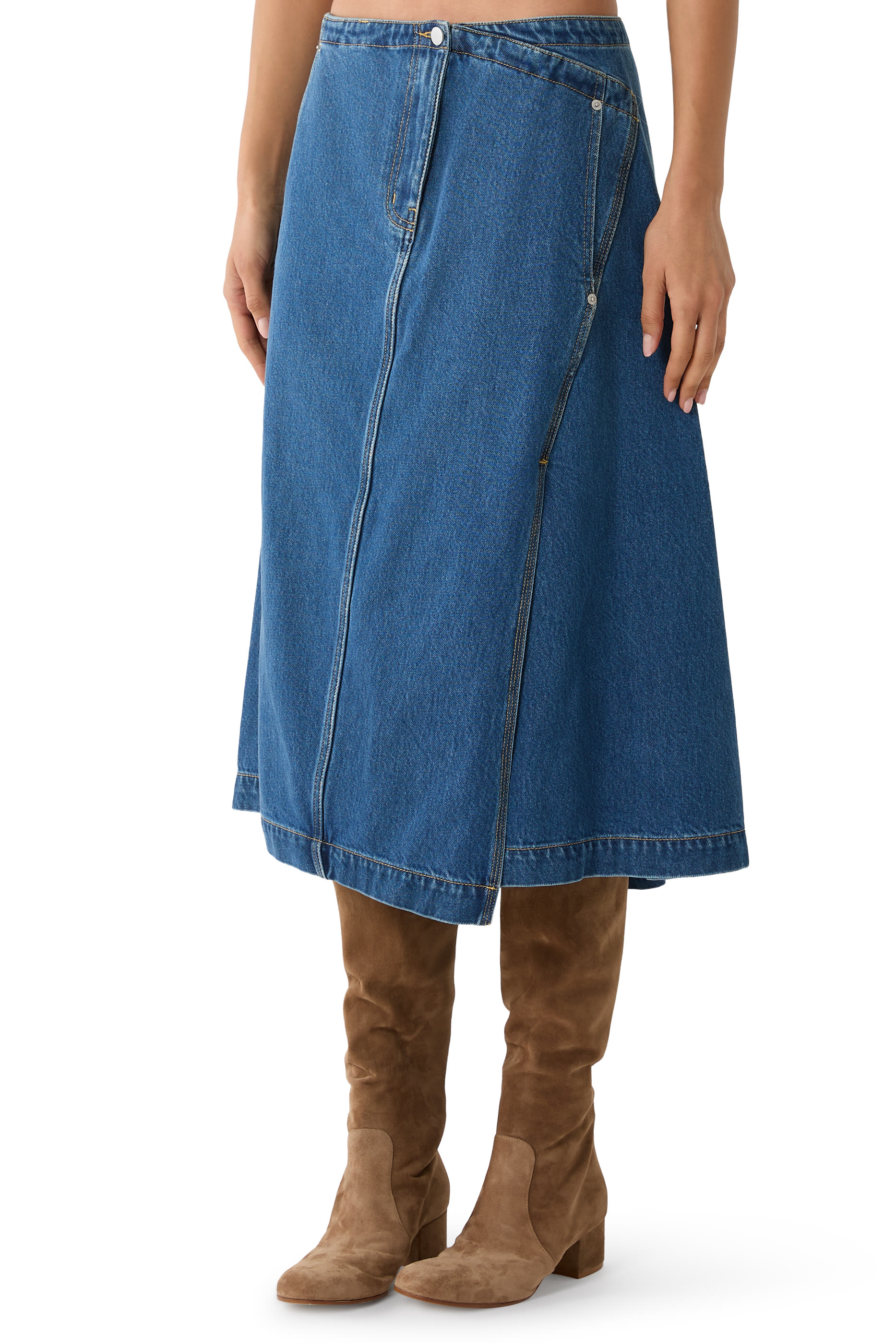 Asymmetric Denim Skirt 