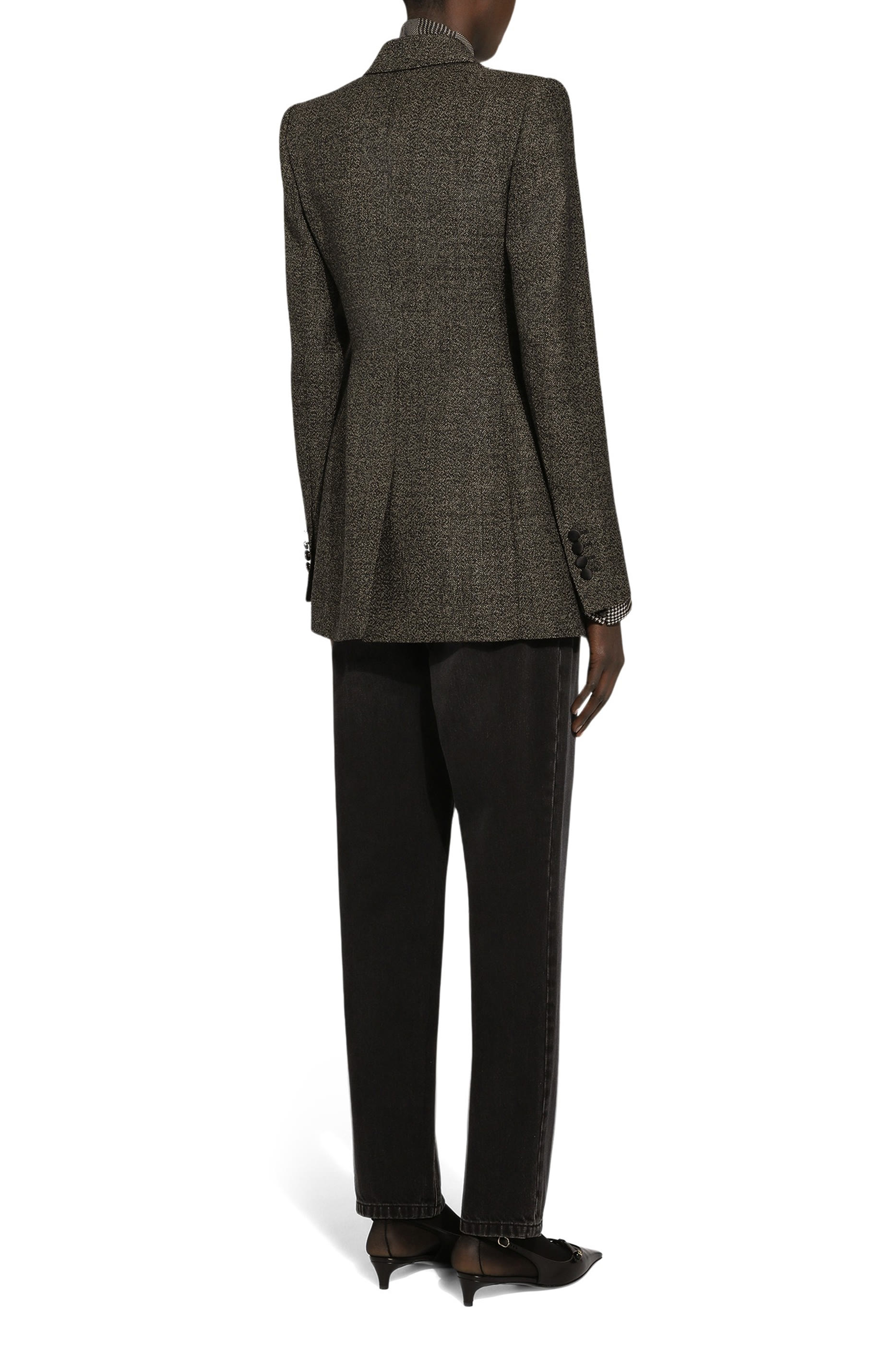 Silk Chiffon Shirt with Glen Plaid Print