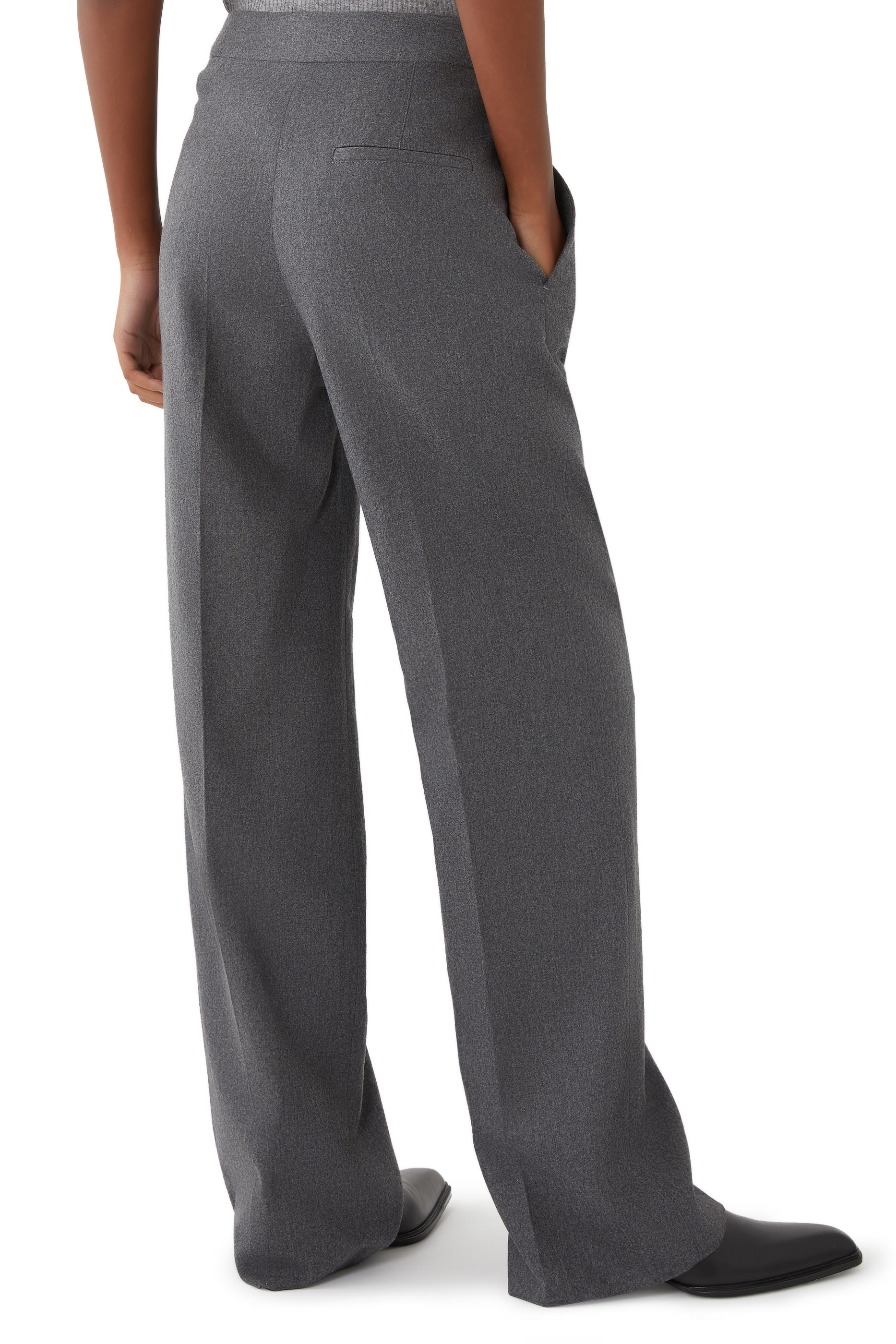 Juno Pleated Wool-Blend Wide-Leg Pants