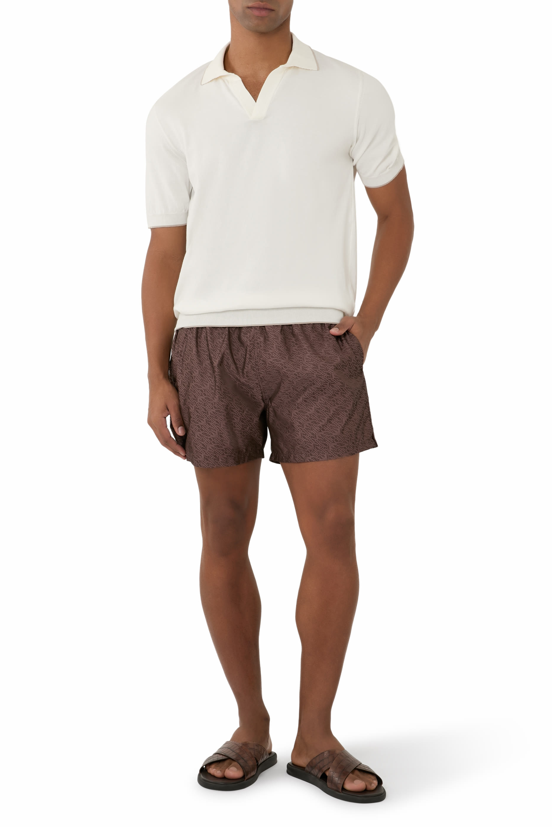 All-Over Jacquard Logo Swim Shorts