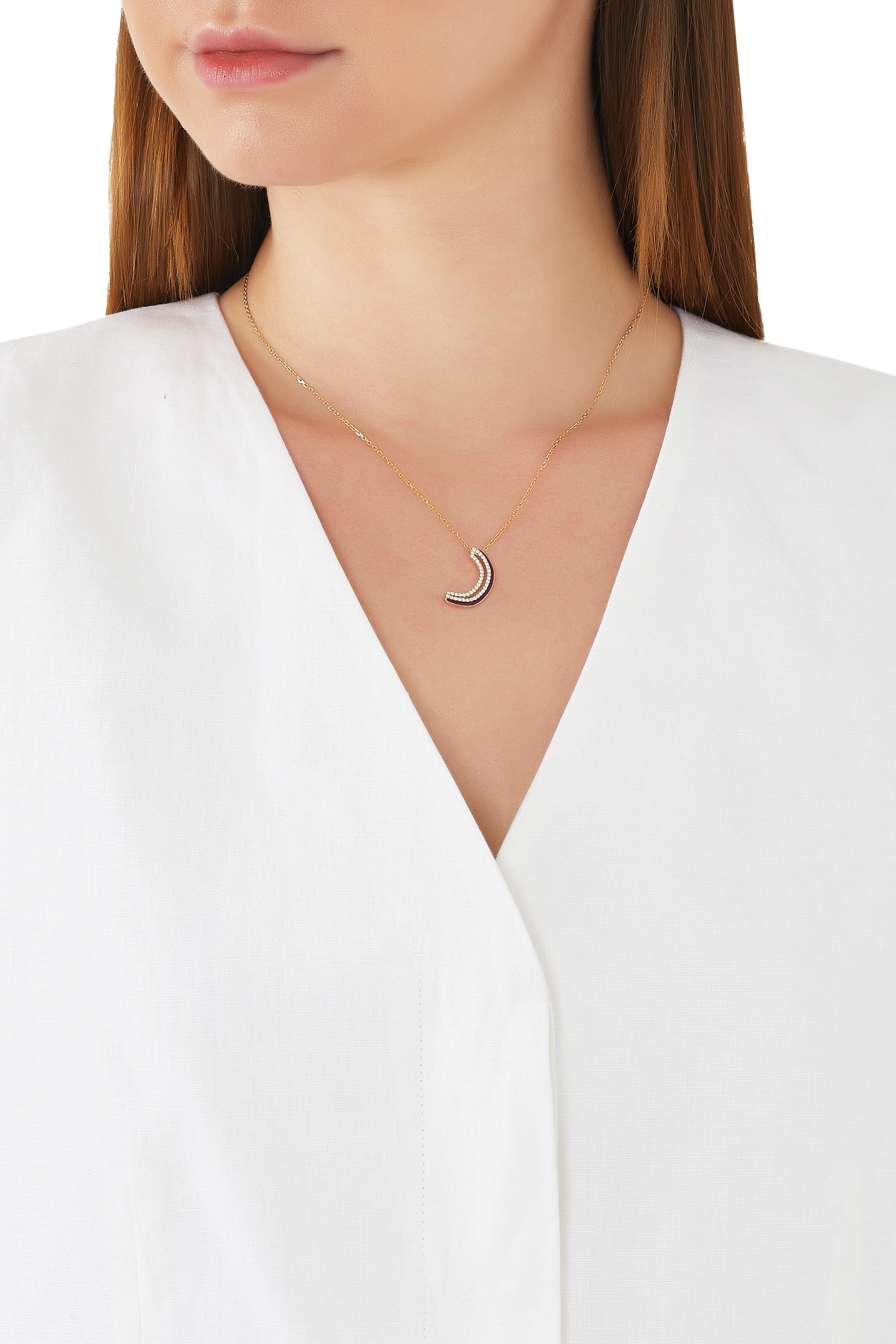 Arabic Letter Necklace, 18k Yellow Gold & Diamond