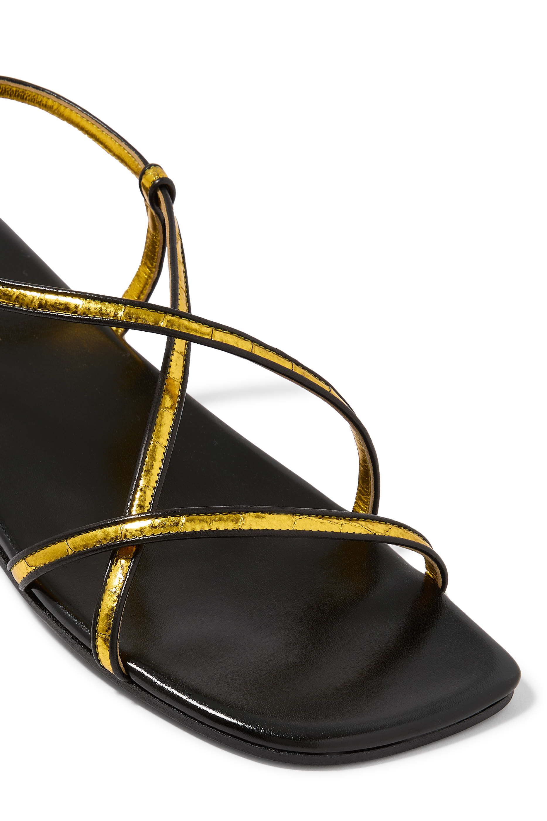 Metallic Leather Open Toe Sandals