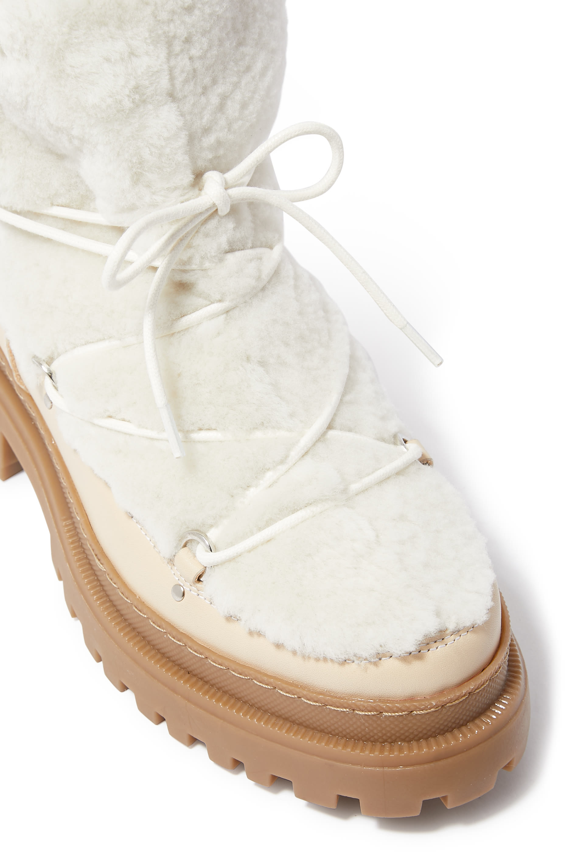Lace-Up Mid-Length Shearling Boots