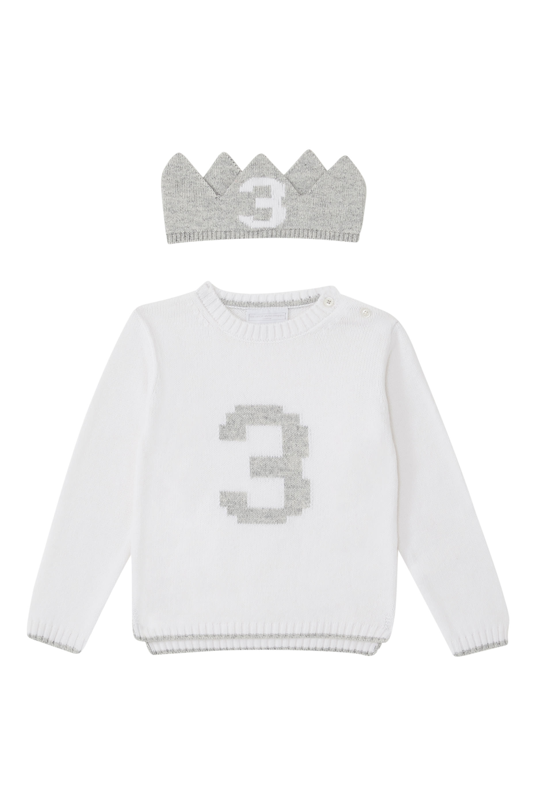 Kids Organic Cotton Blend My 3rd Birthday Jumper & Crown Gift Set 