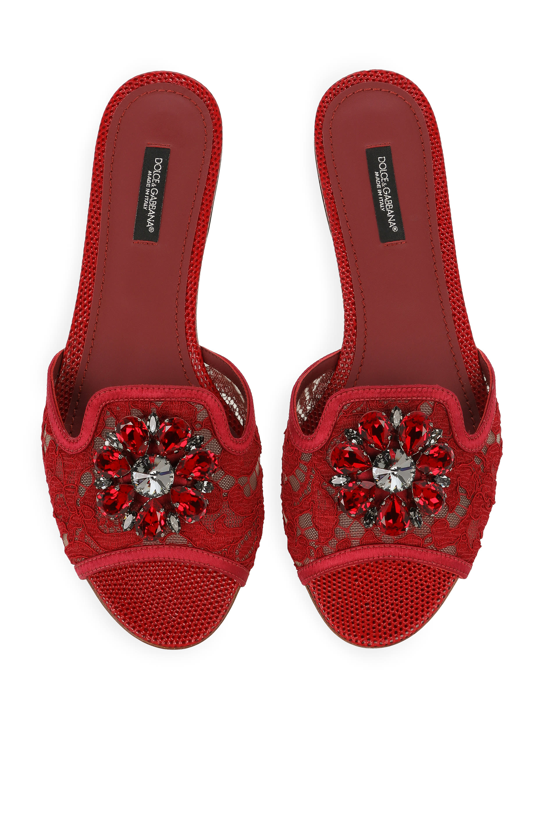 Crystal Embellished Lace Sandals