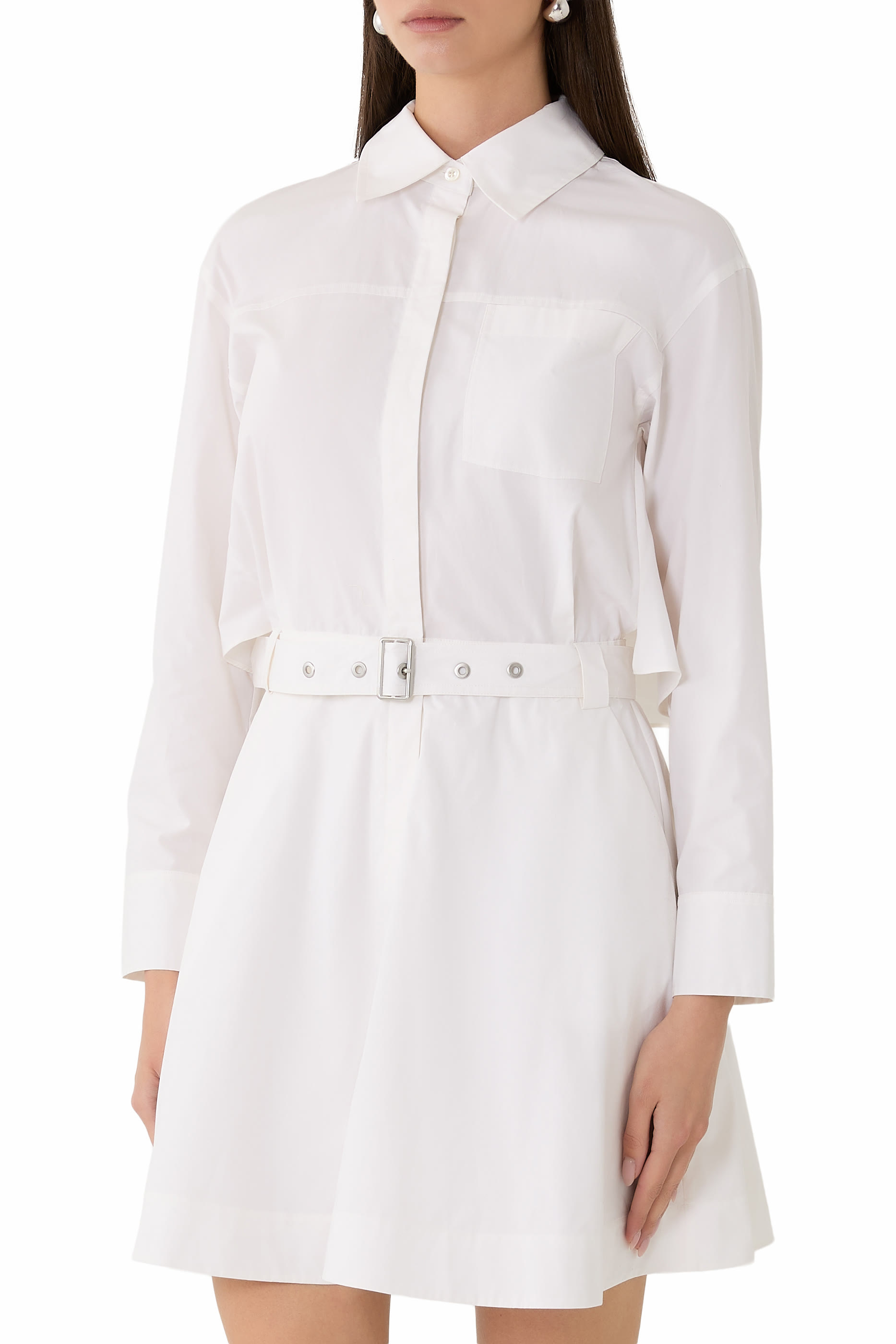 Open Flounce Back Belted Shirt
