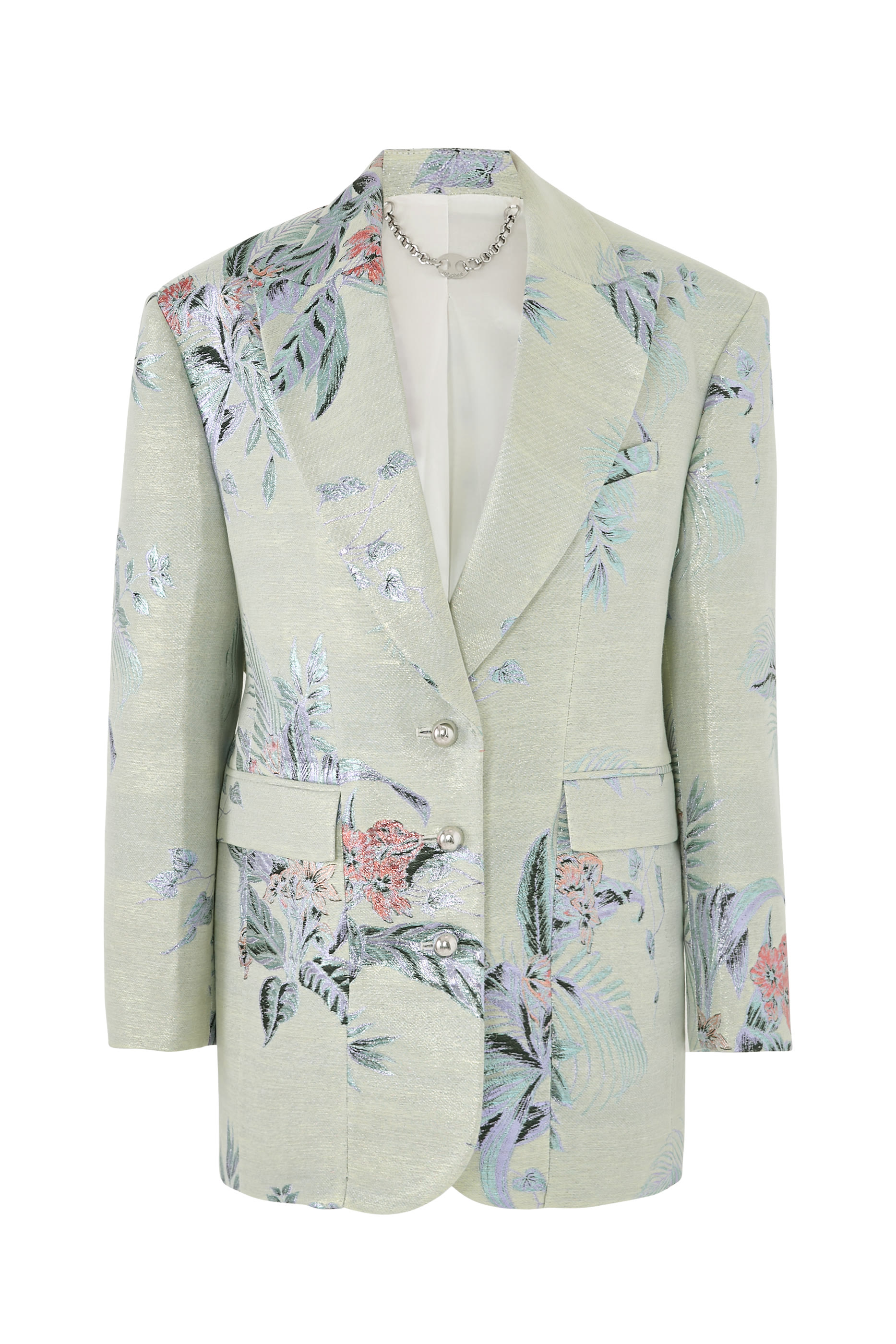 Metallic Floral Brocade Blazer