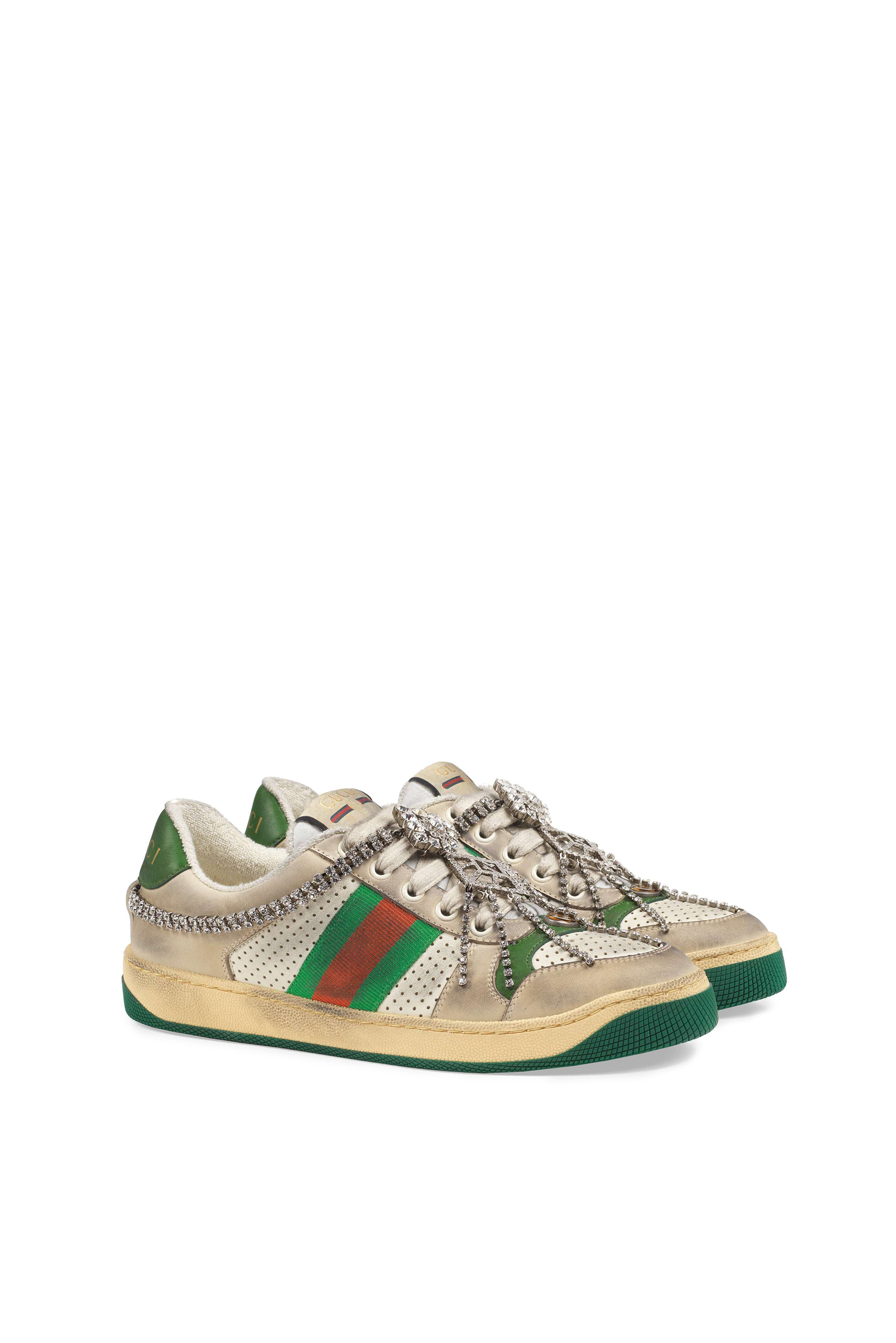 Screener Embellished Leather Sneakers