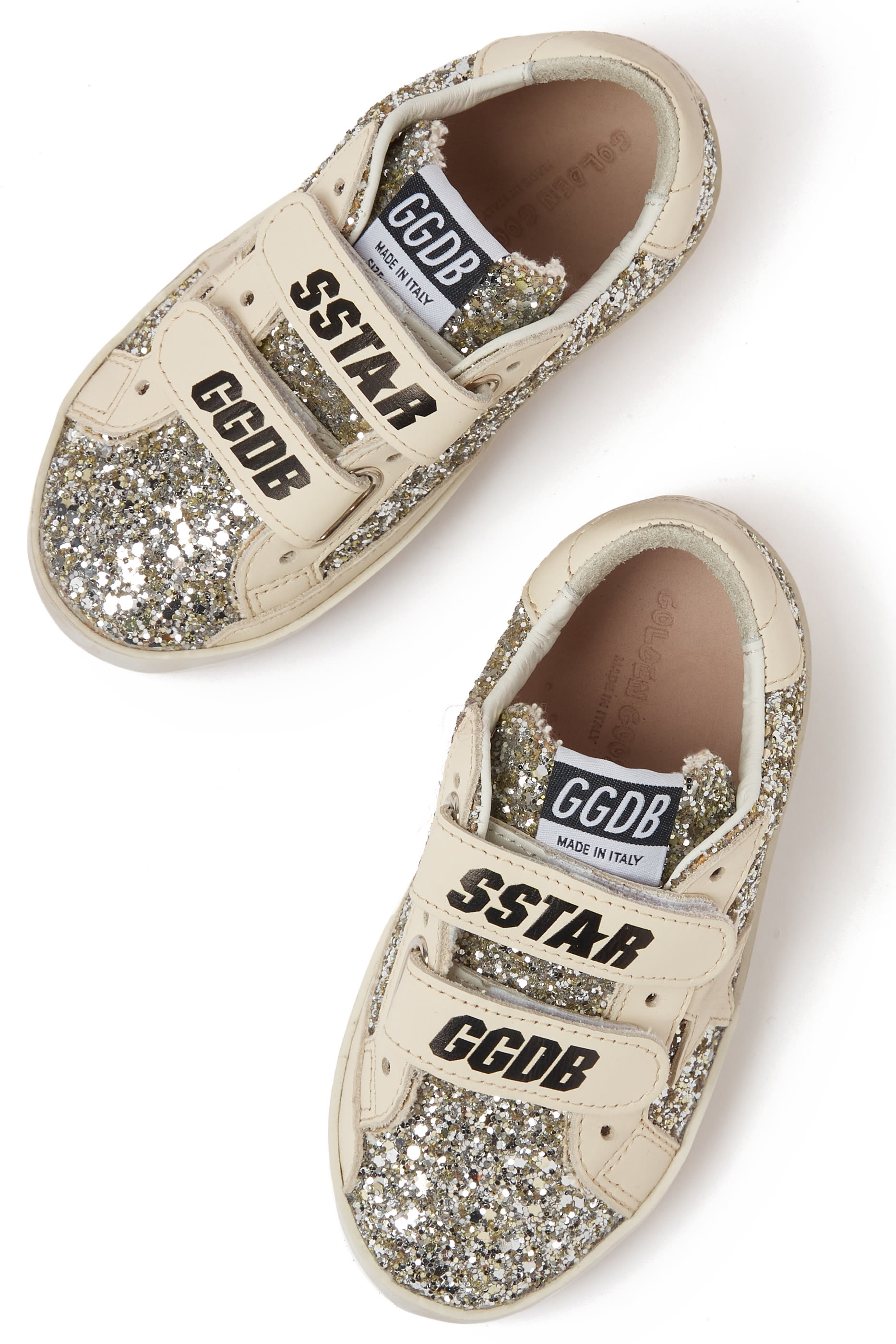 Kids Old School Leather Star & Glitter Sneakers