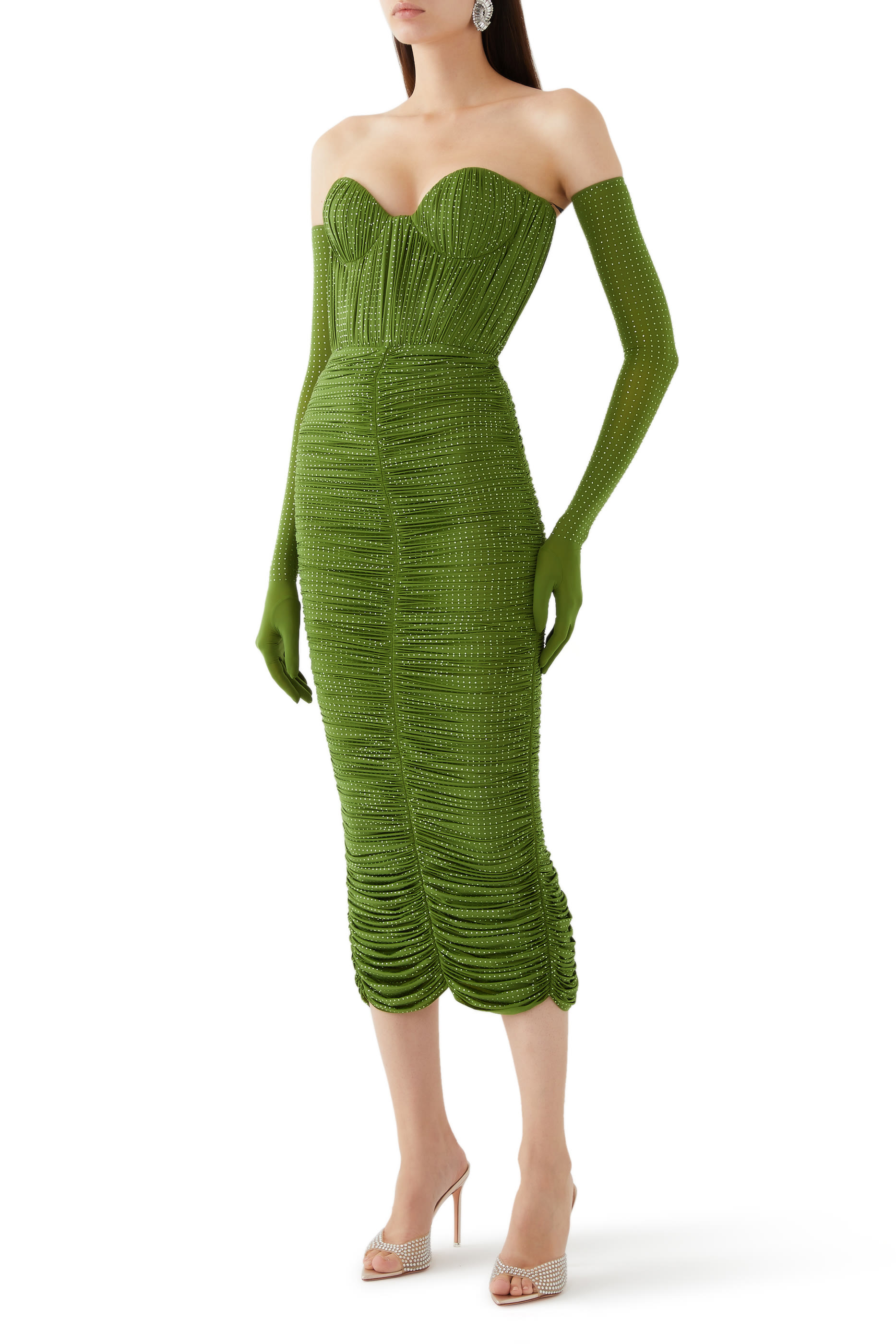 Strapless Ruched Dress in Crystal Jersey